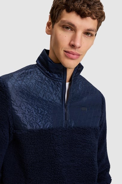Erkek Yarım Fermuarlı Comfort Fit Lacivert Sweatshirt