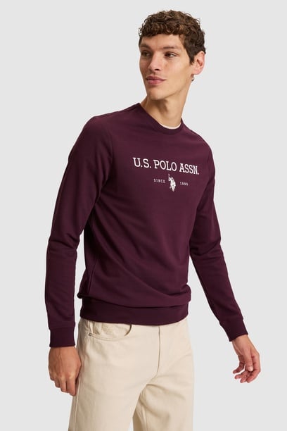 Erkek Bordo Bisiklet Yaka Regular Fit  Basic Sweatshirt
