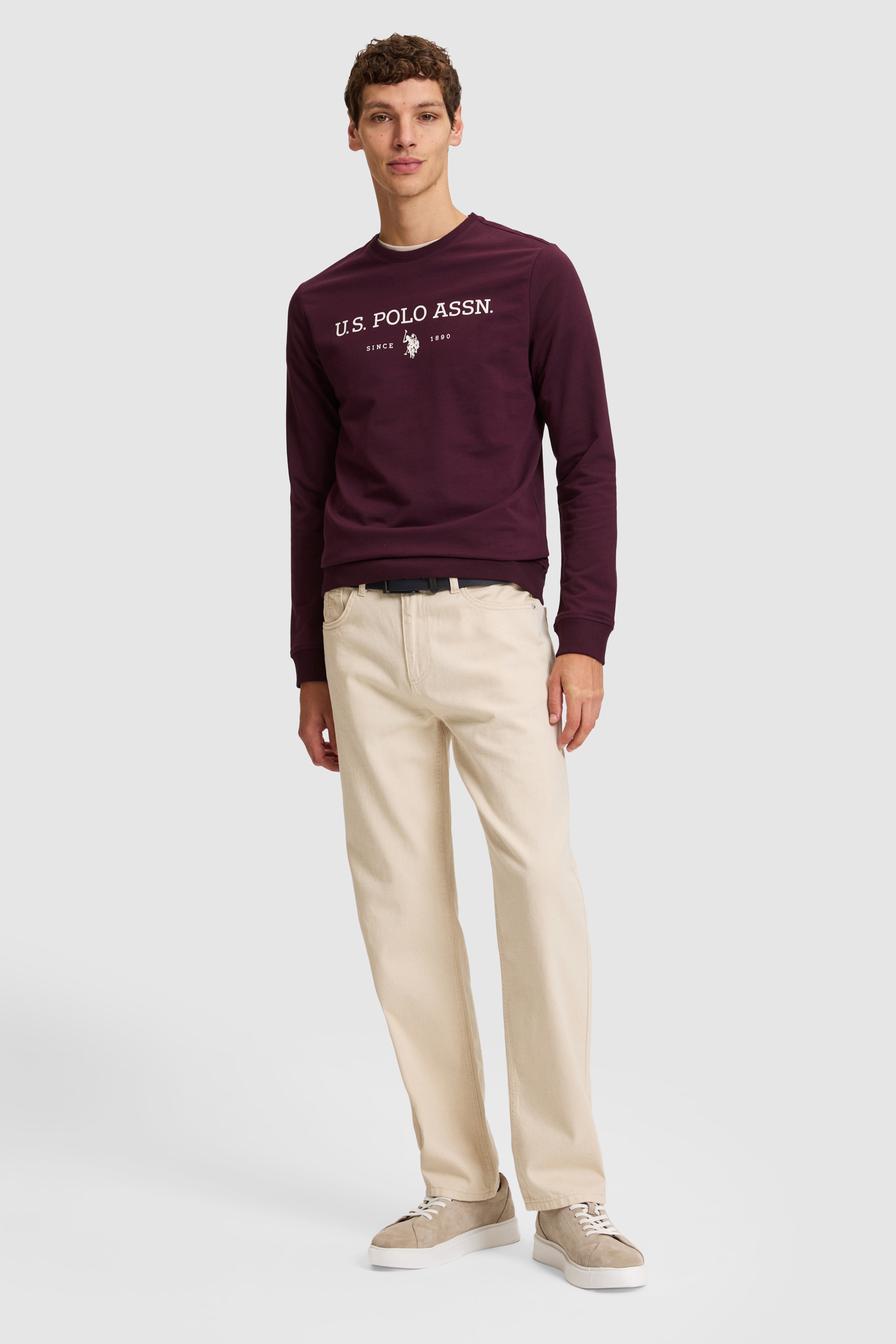 Erkek Bordo Bisiklet Yaka Regular Fit  Basic Sweatshirt