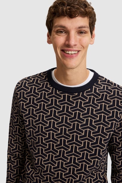 Erkek Lacivert Bisiklet Yaka Regular Fit Kazak