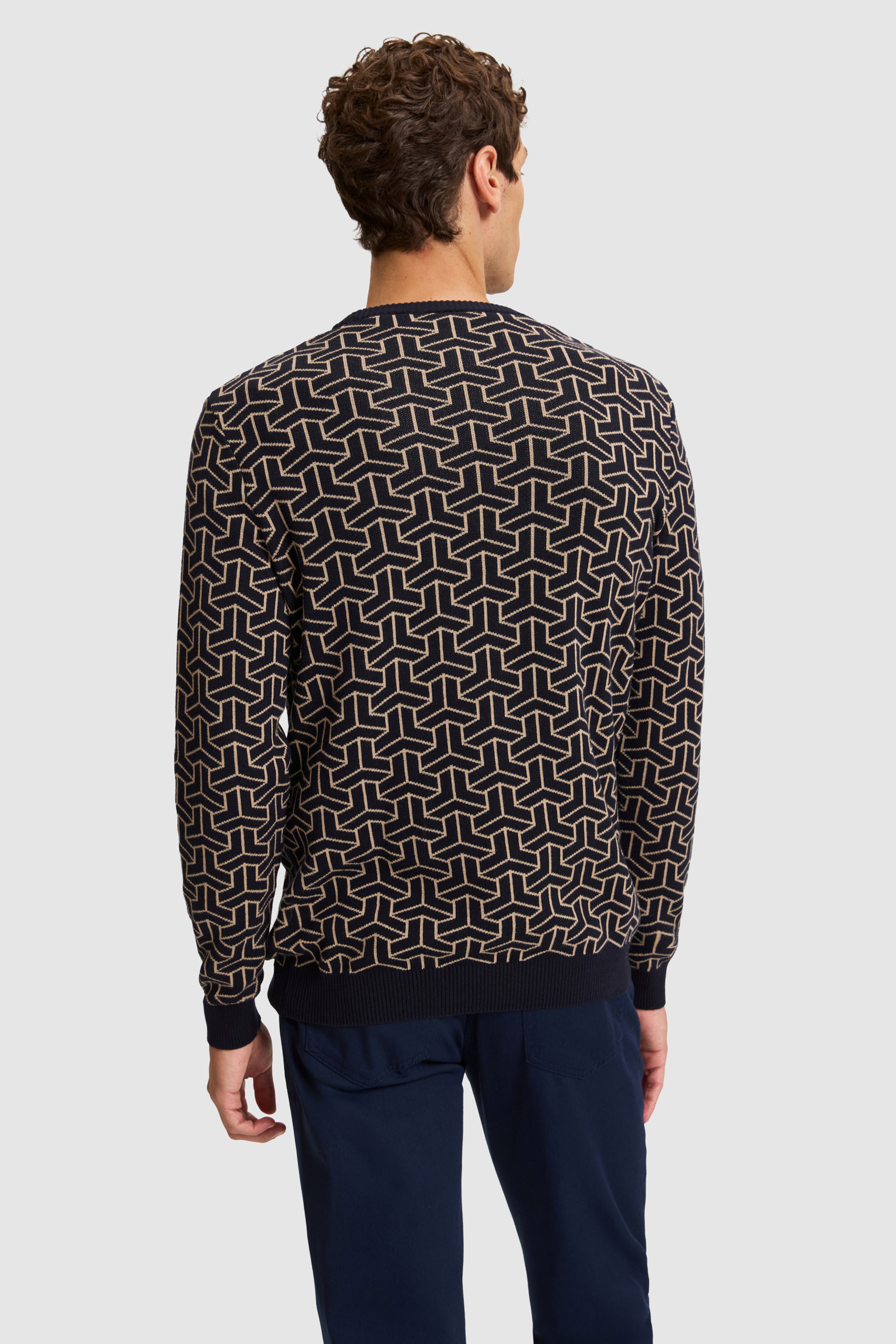 Erkek Lacivert Bisiklet Yaka Regular Fit Kazak - Image 5