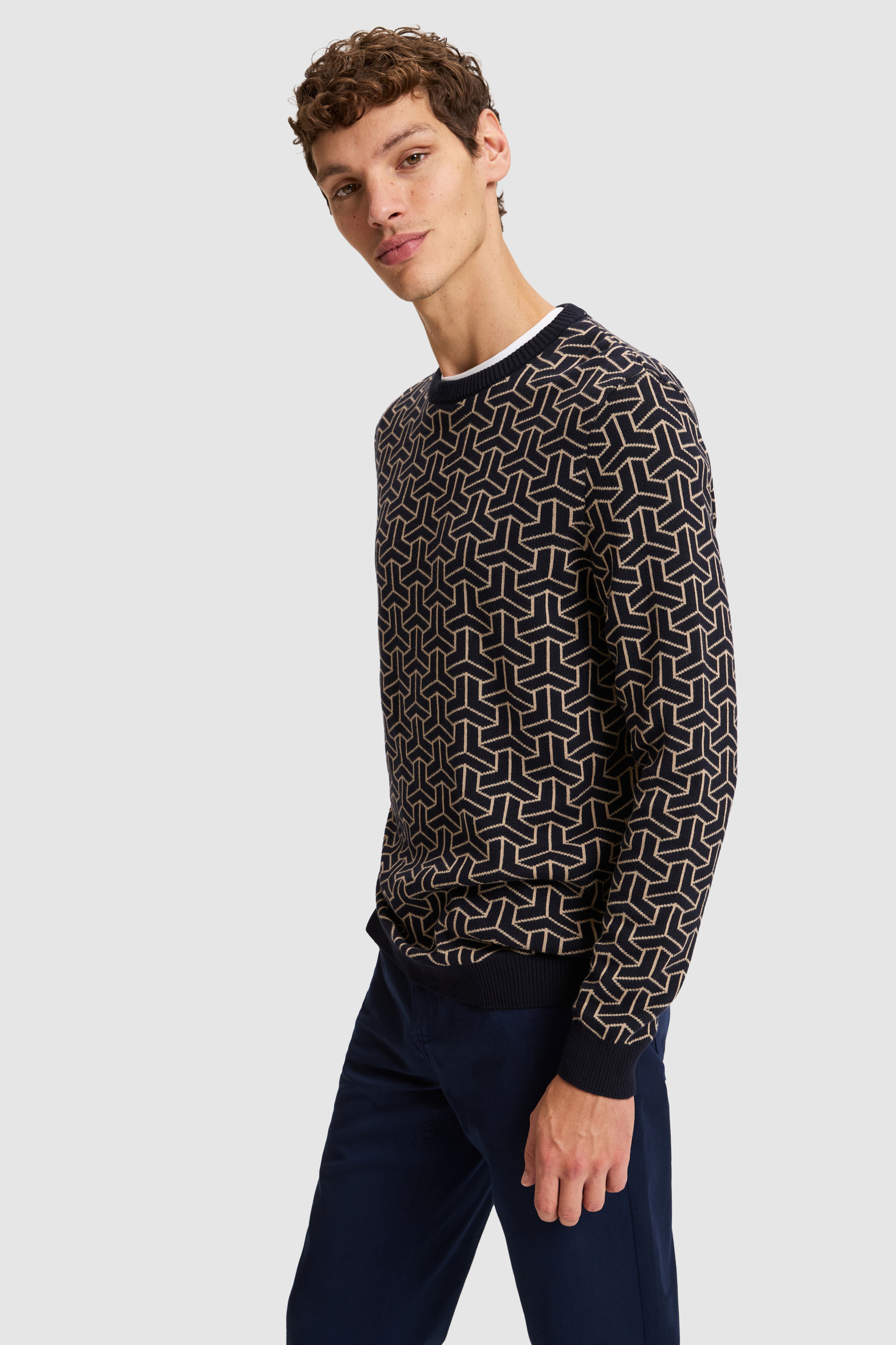 Erkek Lacivert Bisiklet Yaka Regular Fit Kazak
