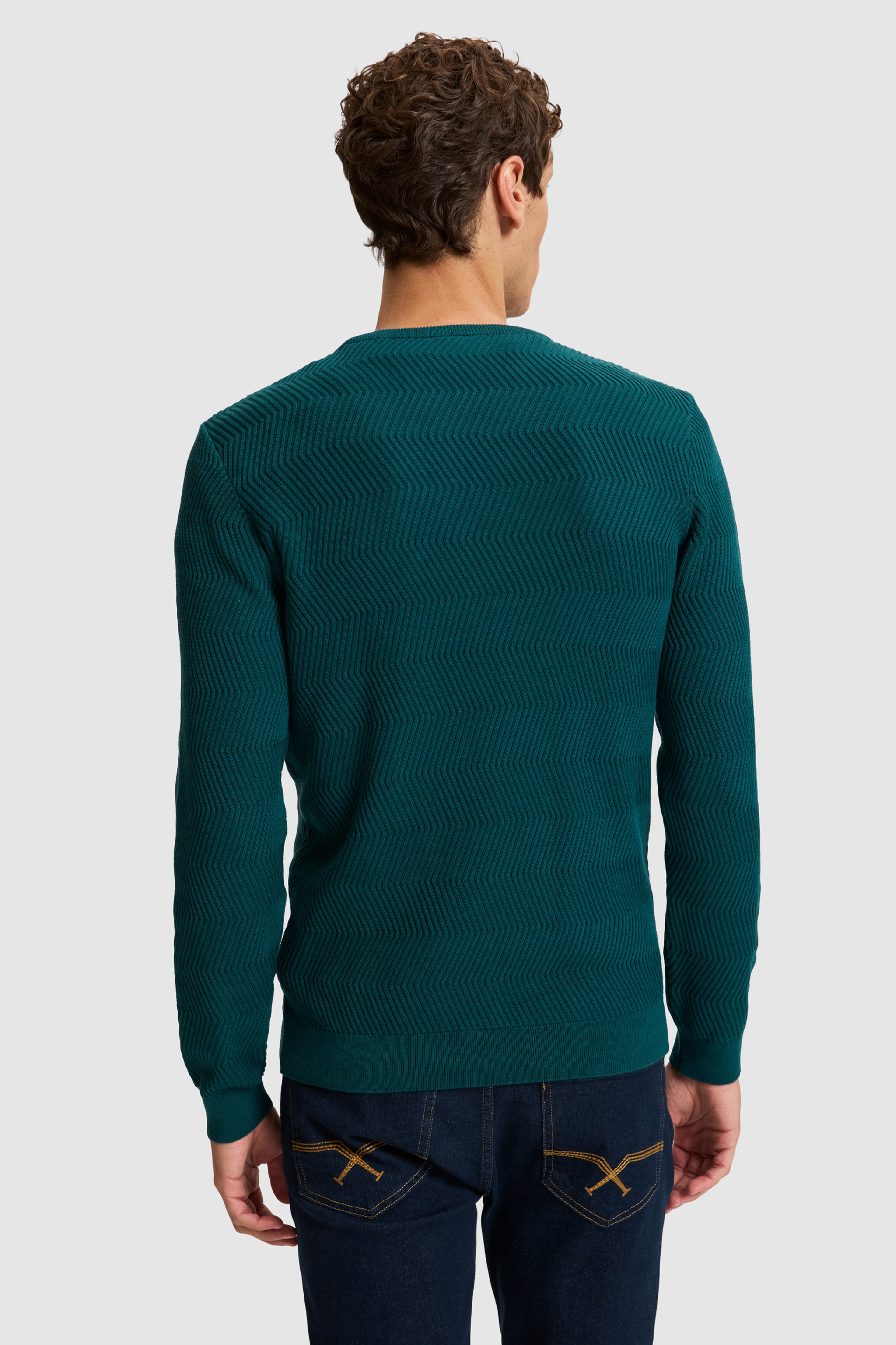 Erkek Yeşil  Bisiklet Yaka Regular Fit Kazak