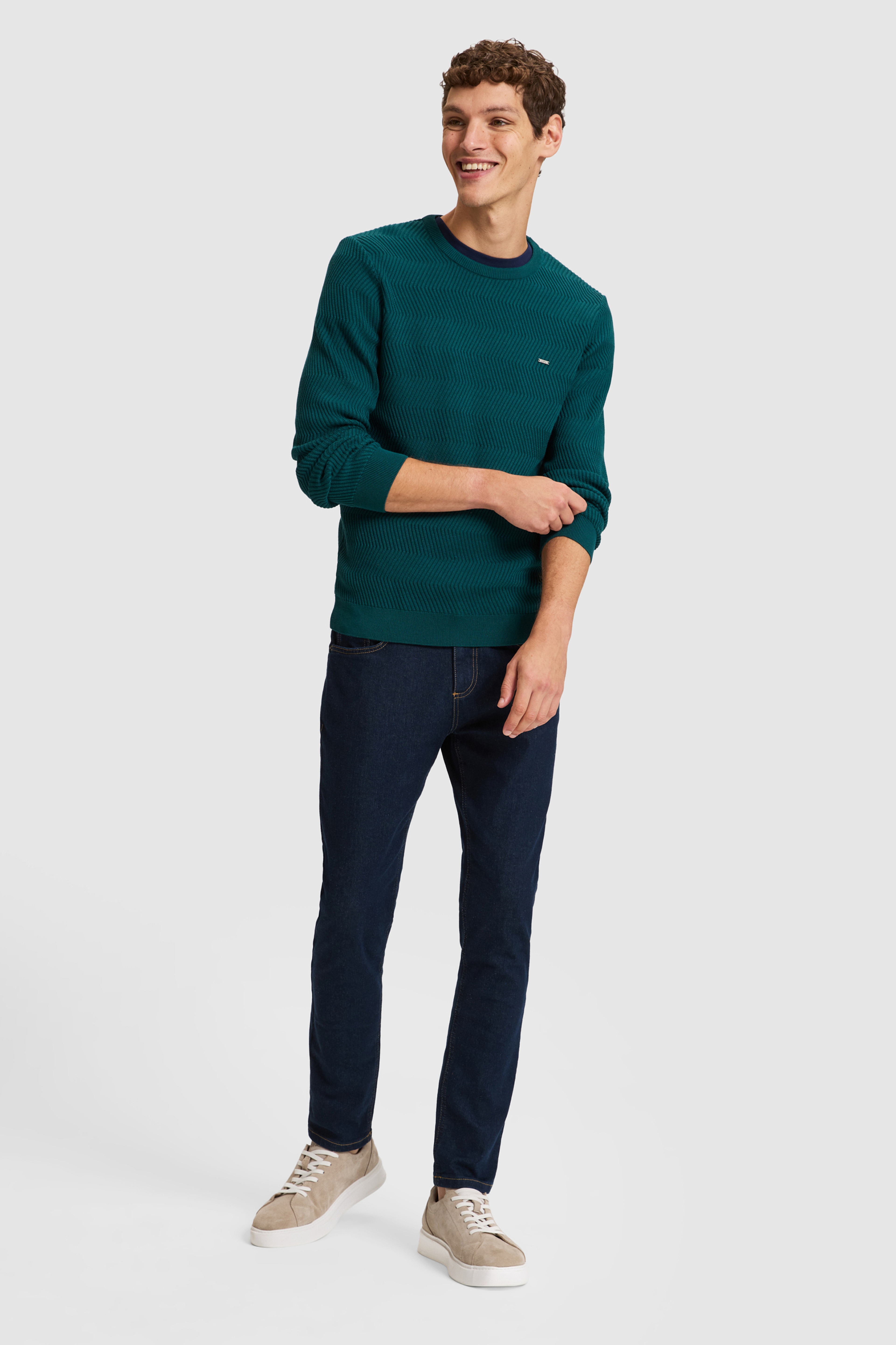 Erkek Yeşil  Bisiklet Yaka Regular Fit Kazak