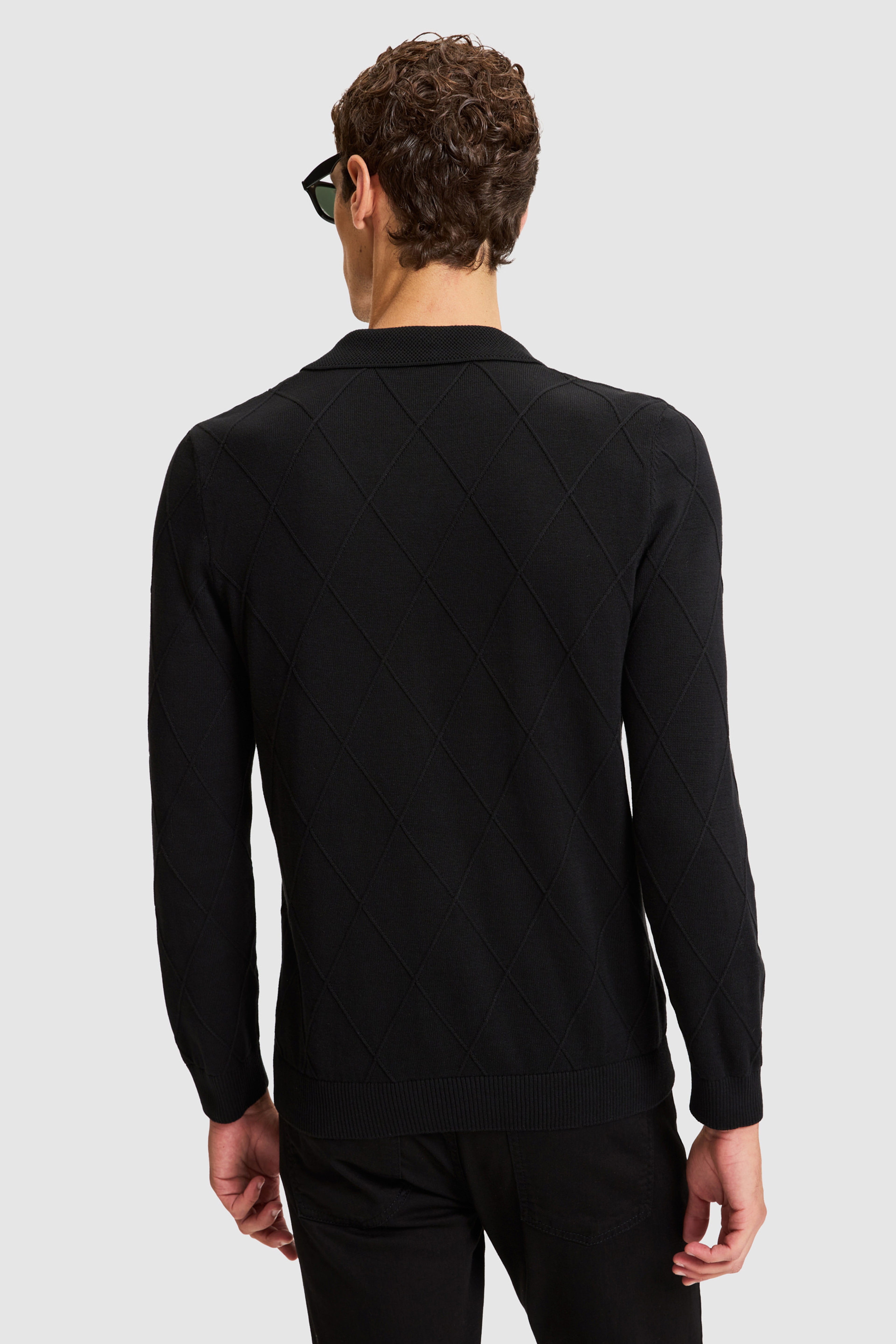 Erkek Siyah V Yaka Regular Fit Kazak