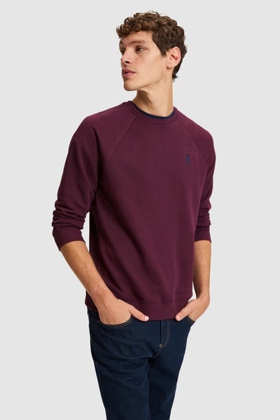 Erkek Bordo Basic Sweatshirt