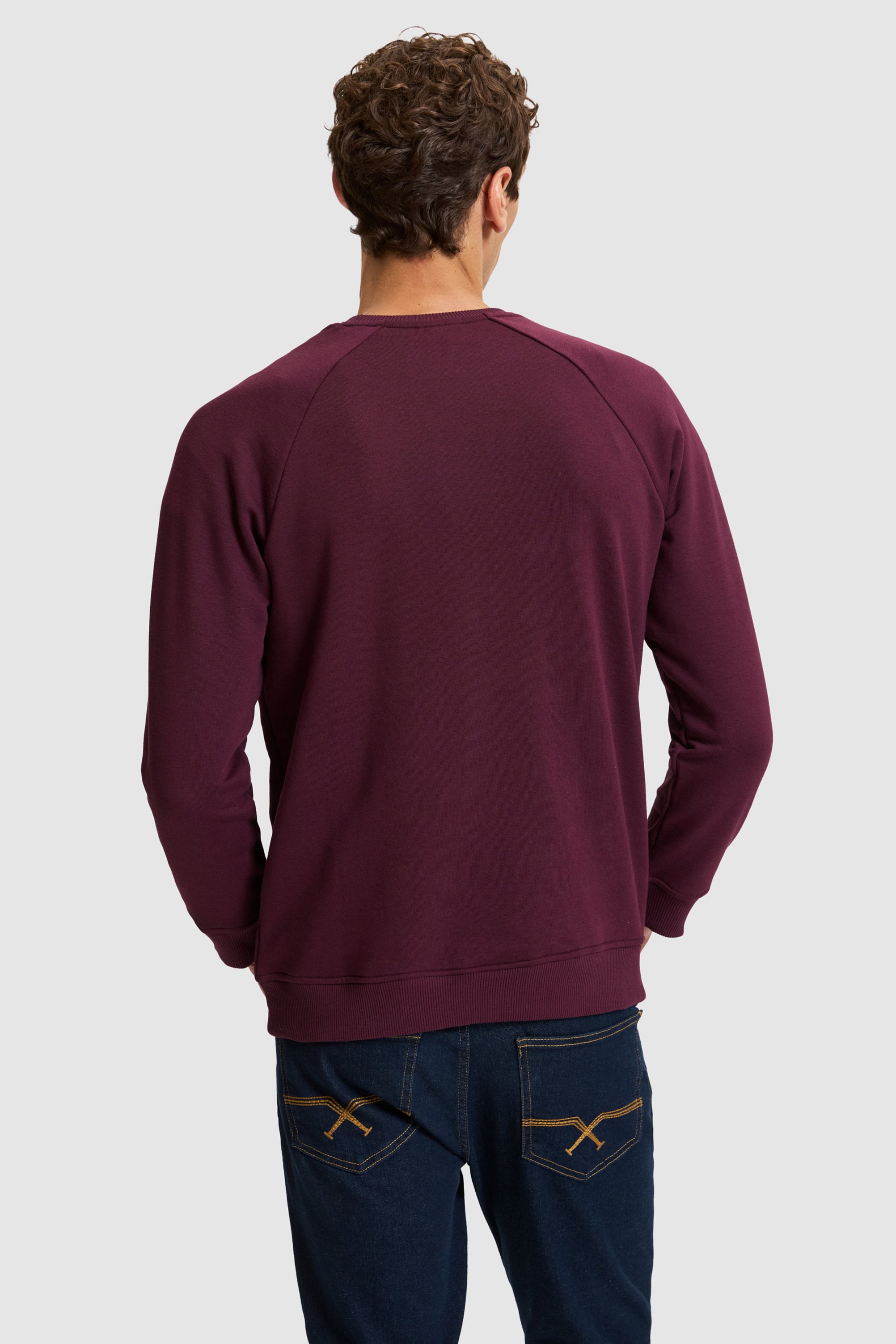 Erkek Bordo Basic Sweatshirt - Image 5
