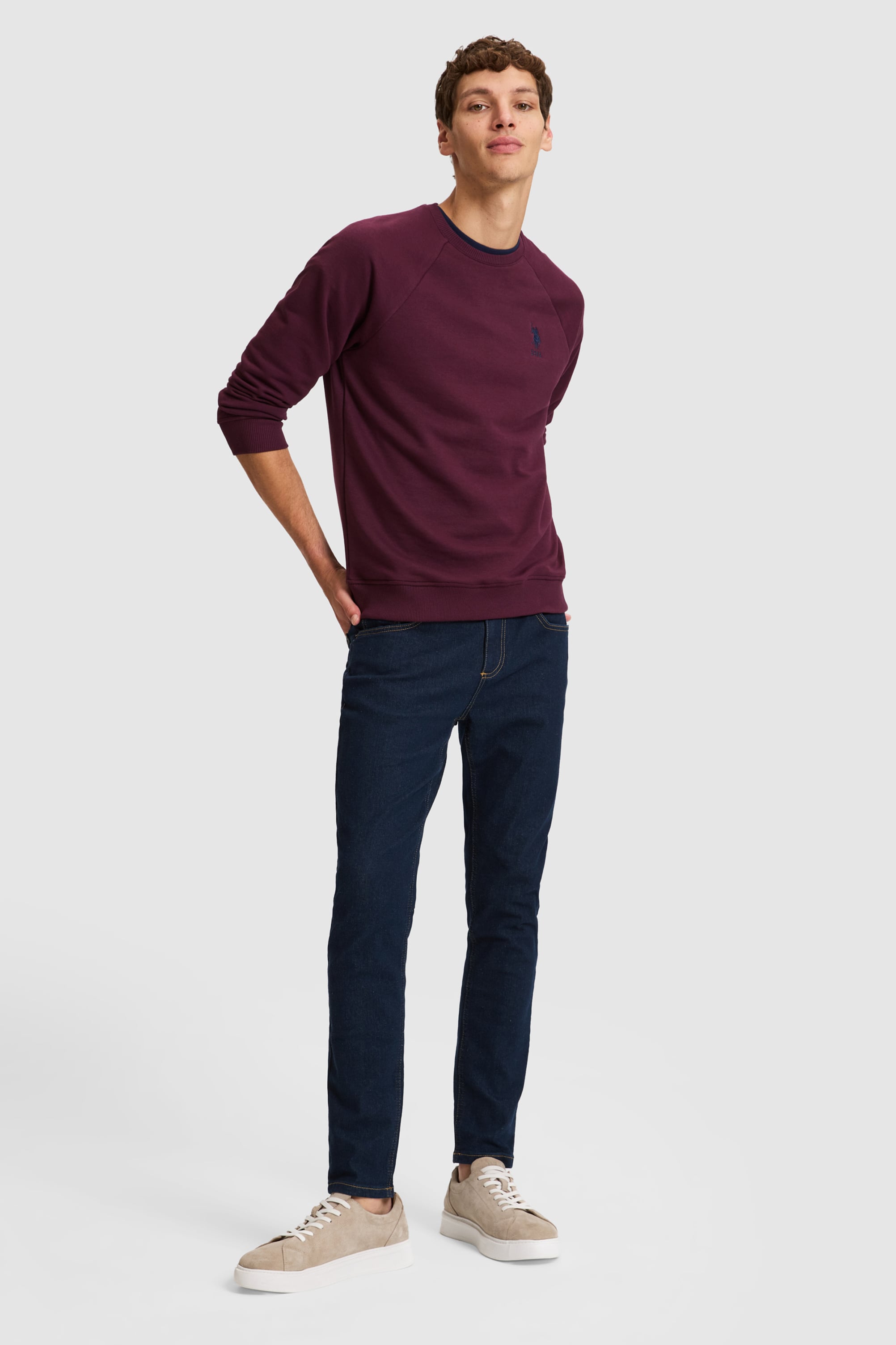 Erkek Bordo Basic Sweatshirt