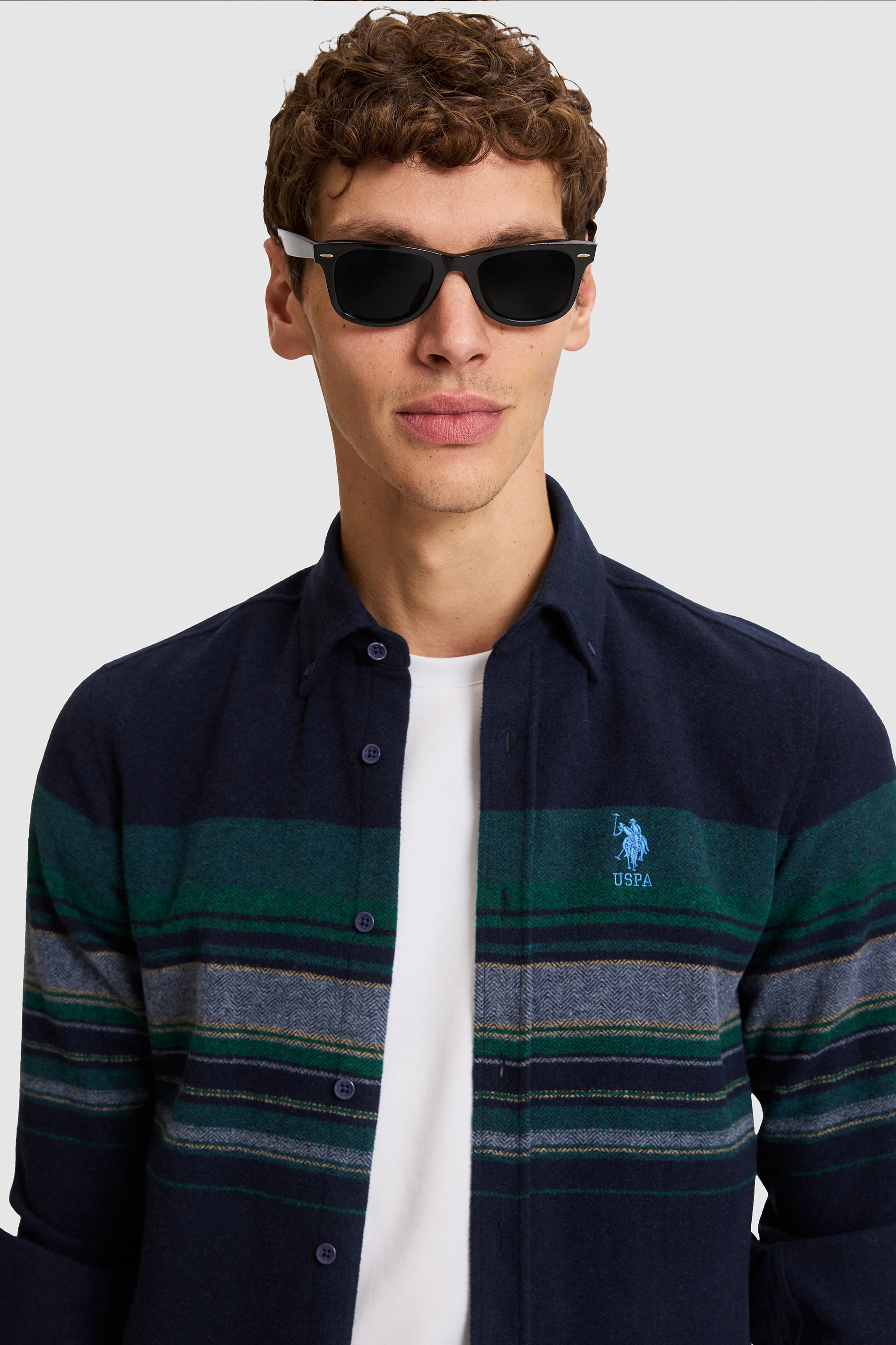 Erkek Lacivert Çizgili Regular Fit Uzun Kollu Gömlek - Image 3