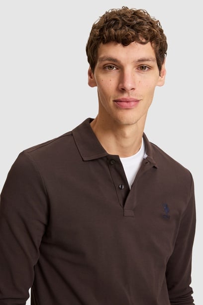 Erkek Koyu Kahverengi Basic Sweatshirt