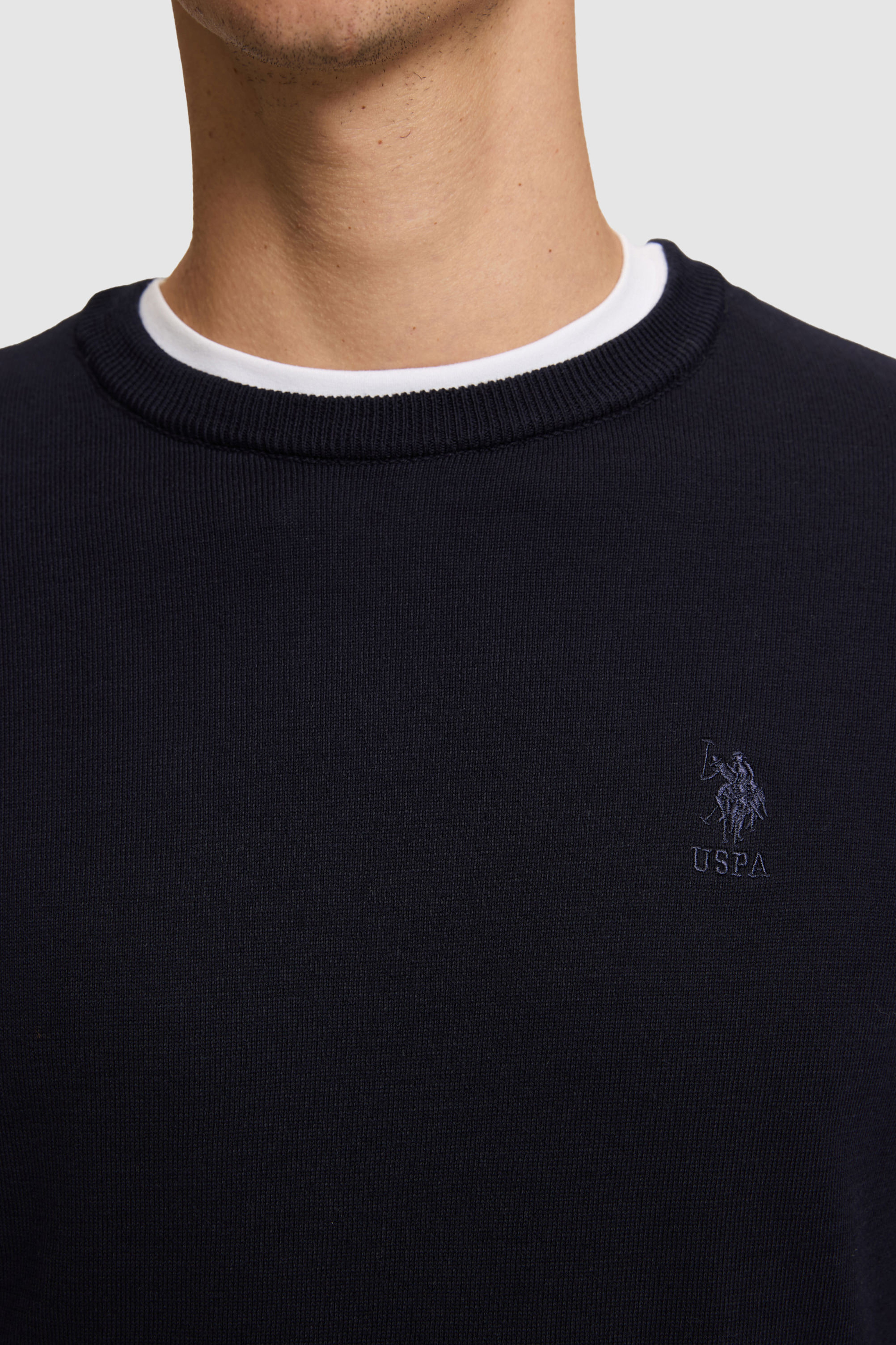 Erkek Lacivert Bisiklet Yaka Slim Fit  Basic Kazak