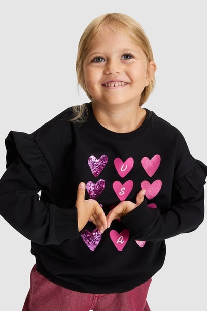 Kız Çocuk Siyah Sweatshirt