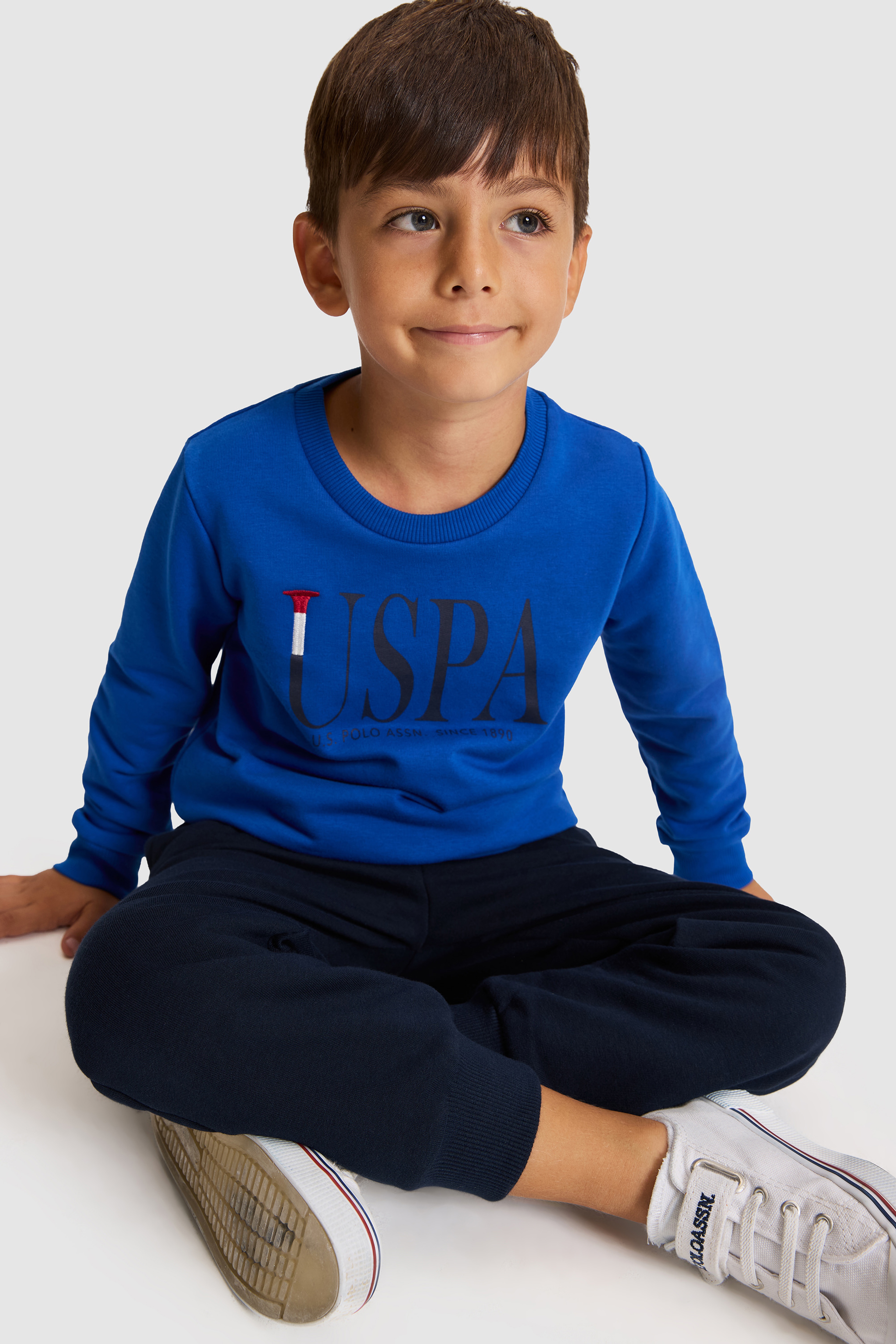 Erkek Çocuk Saks Mavisi USPA Baskılı Eşofman Takımı - Image 1