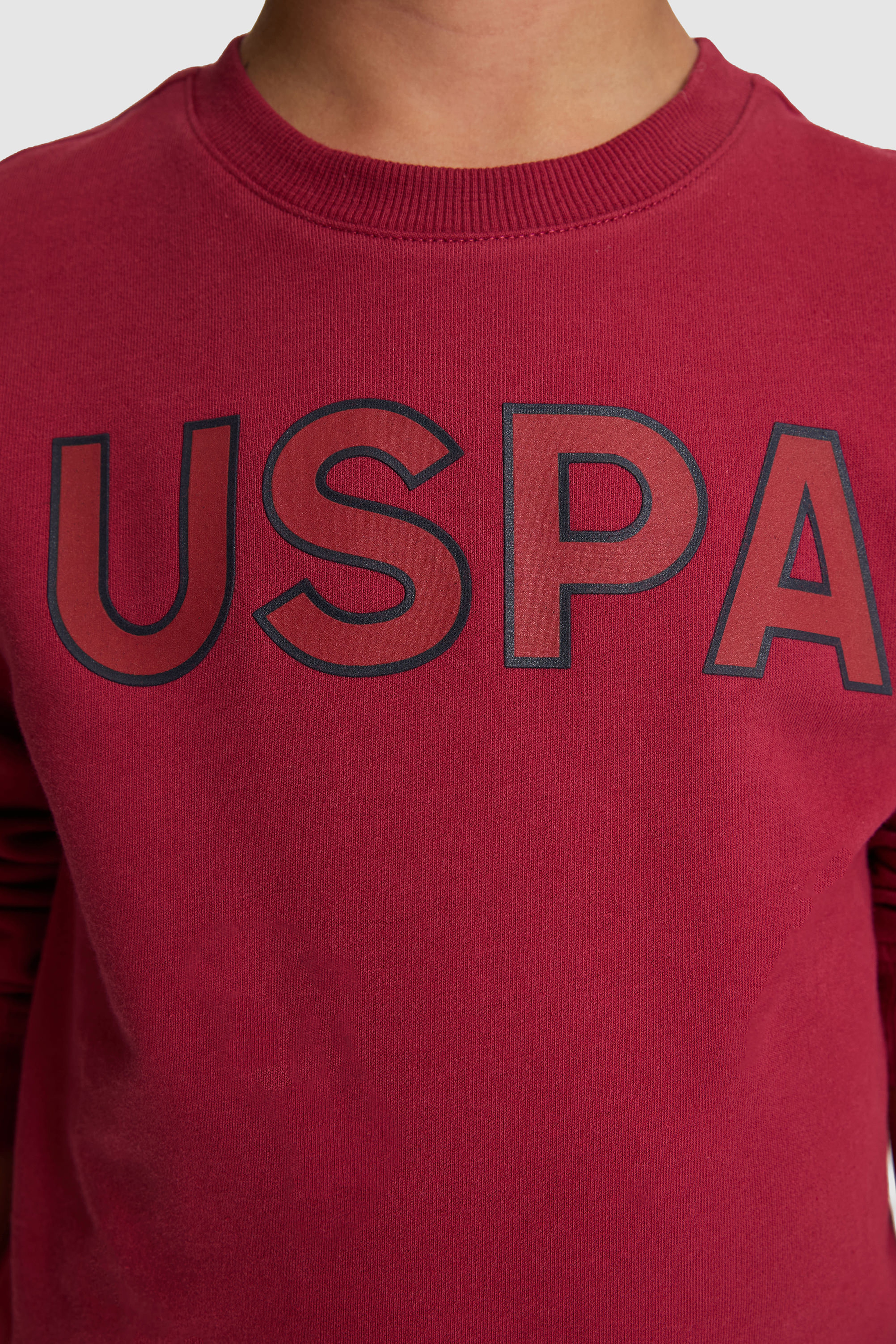 Erkek Çocuk Bordo USPA Baskılı Bisiklet Yaka %100 Pamuk Sweatshirt - Image 6