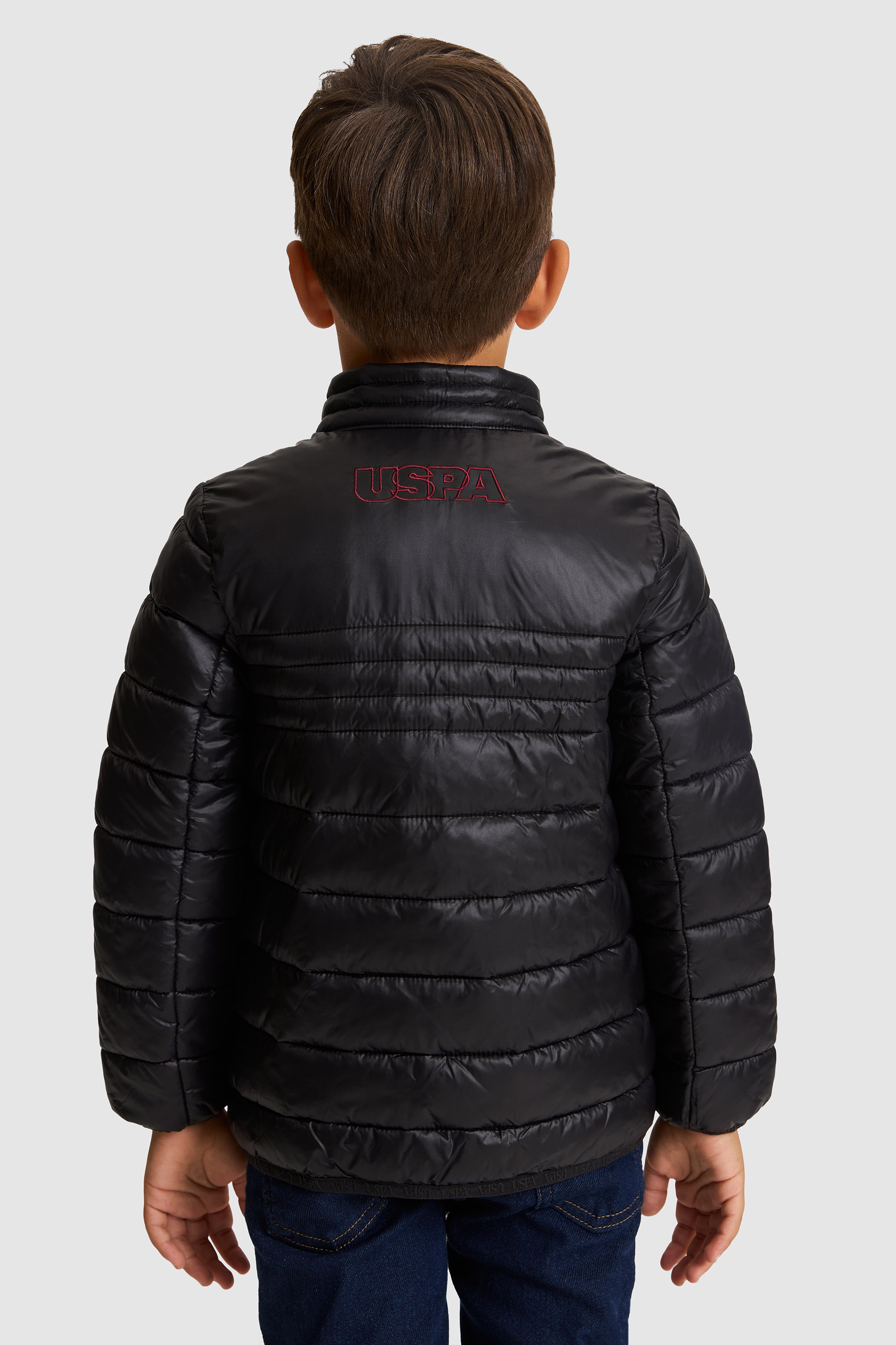 Erkek Çocuk Siyah Kapitone Dik Yaka Mont
