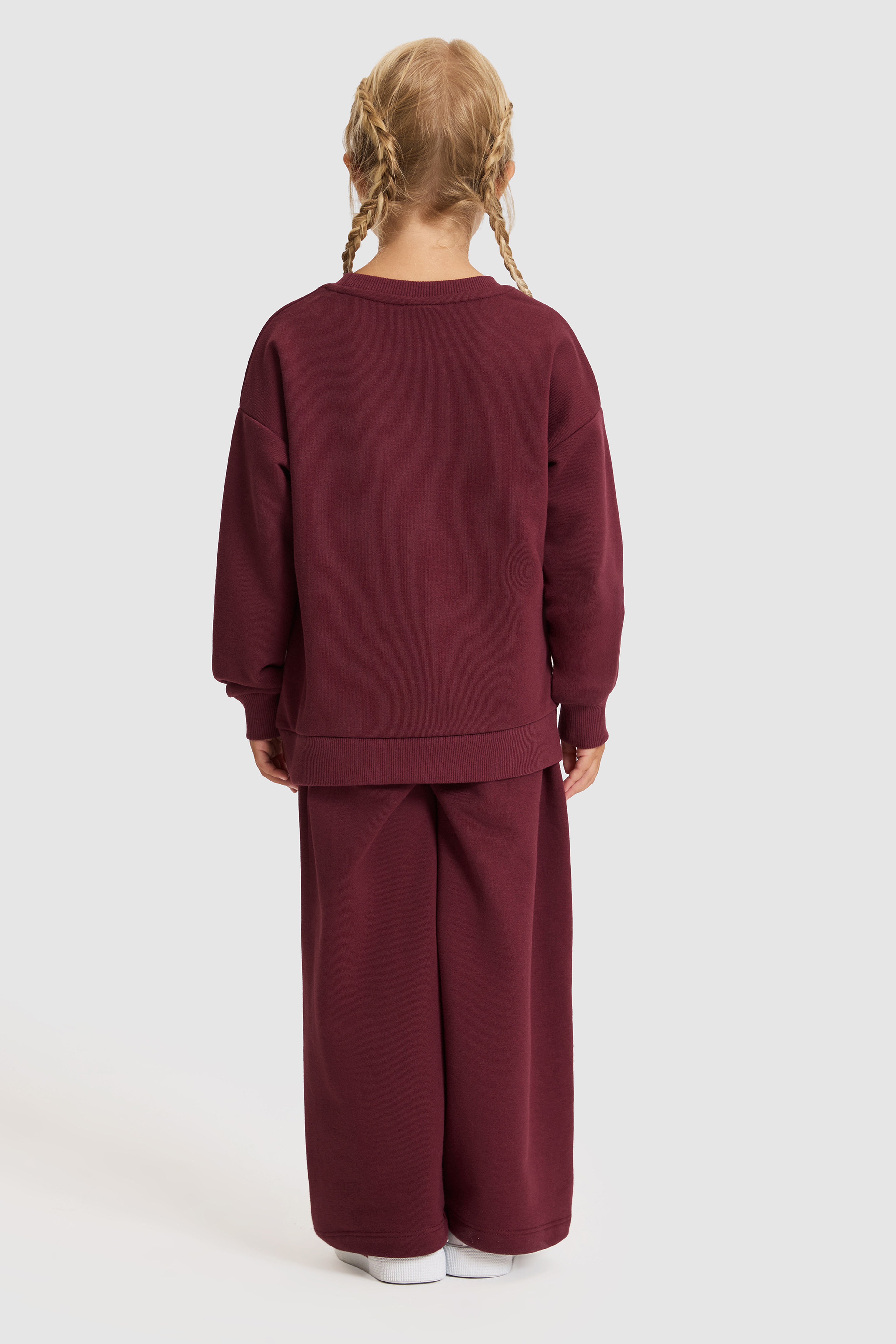 Kız Çocuk Bordo Biyeli Eşofman Takımı - Image 5