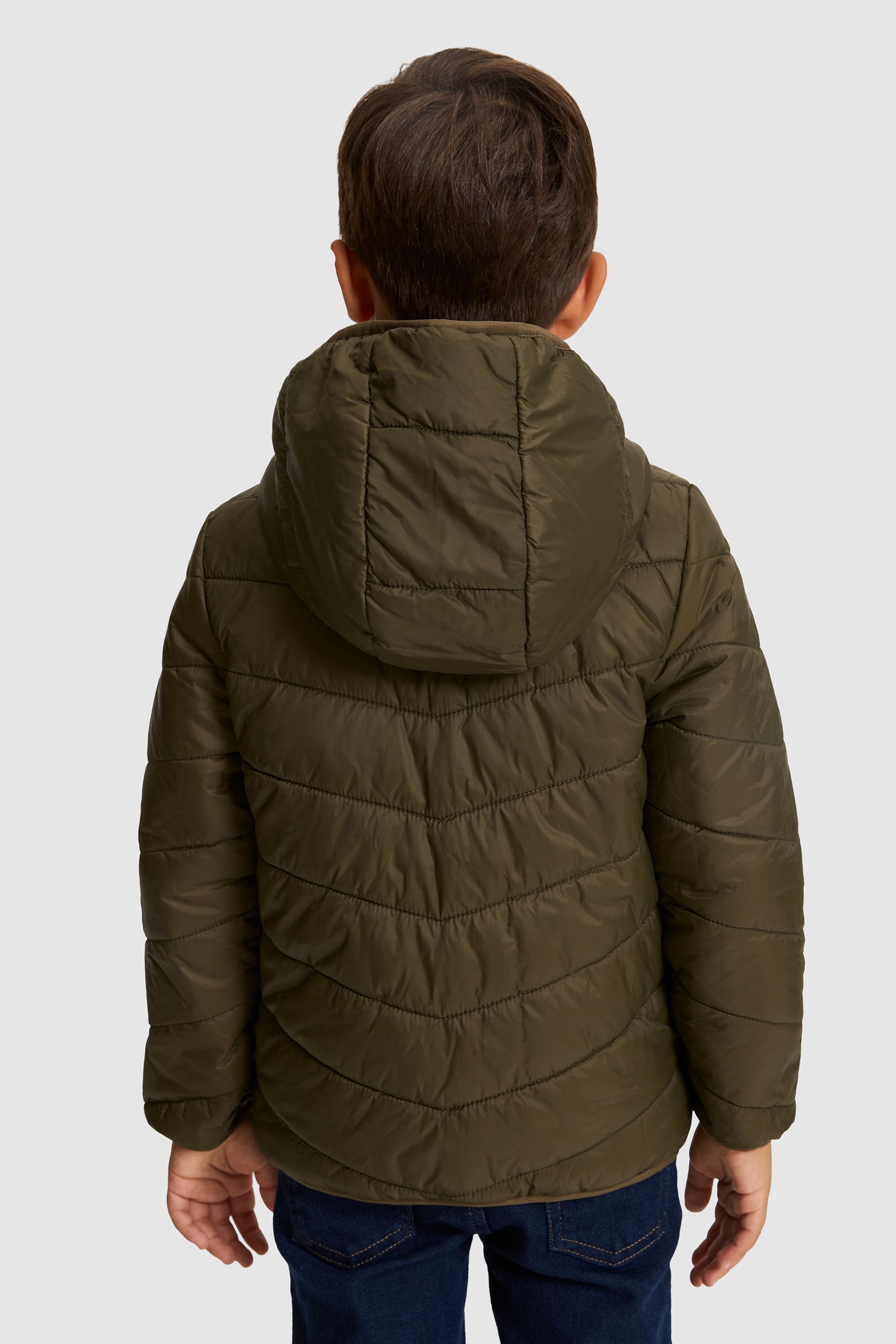 Erkek Çocuk Haki Kapüşonlu Kapitone Mont - Image 7