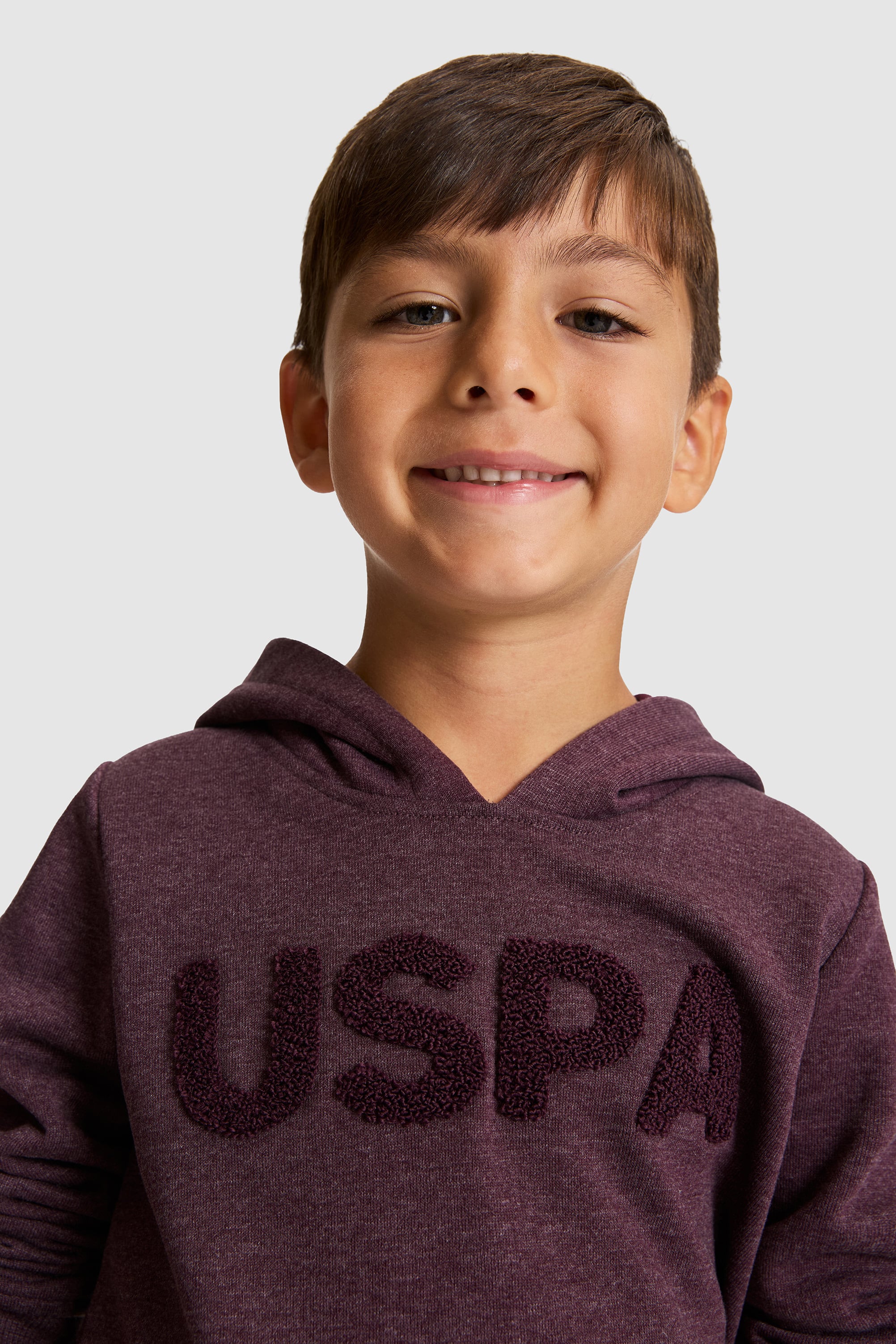 Erkek Çocuk Mürdüm Kapüşonlu USPA Baskılı Sweatshirt