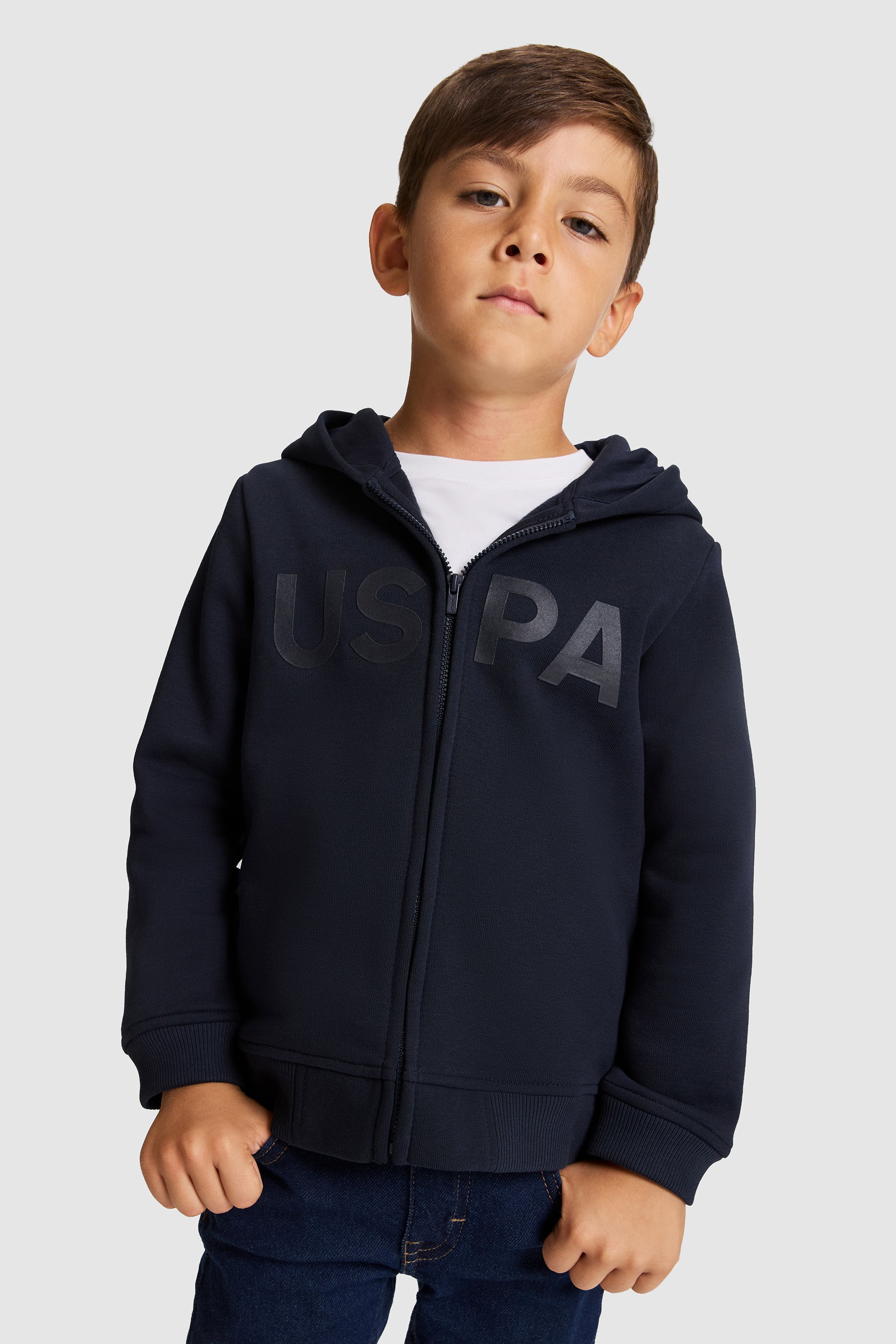 Erkek Çocuk Lacivert Kapüşonlu Fermuarlı Sweatshirt - Image 1