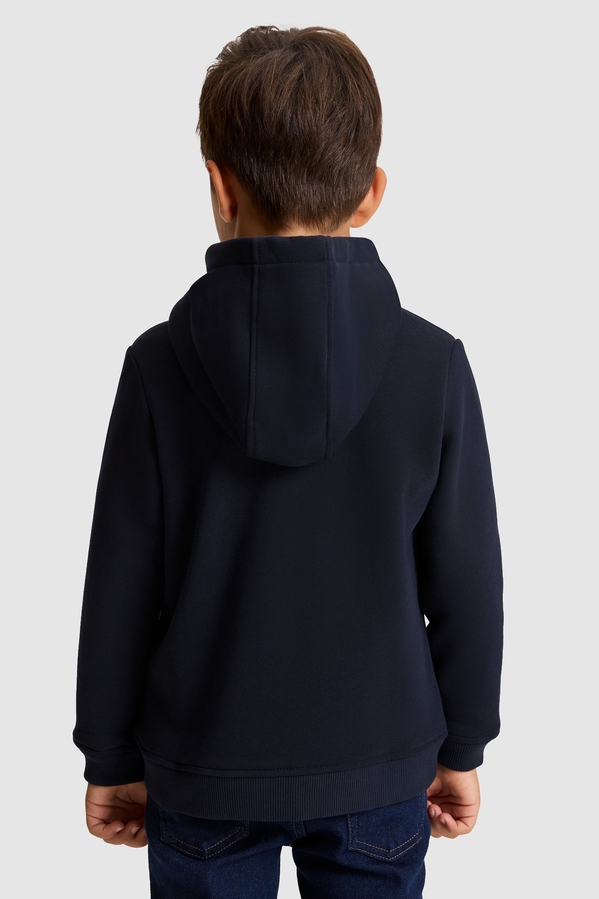 Erkek Çocuk Lacivert Kapüşonlu Fermuarlı Sweatshirt