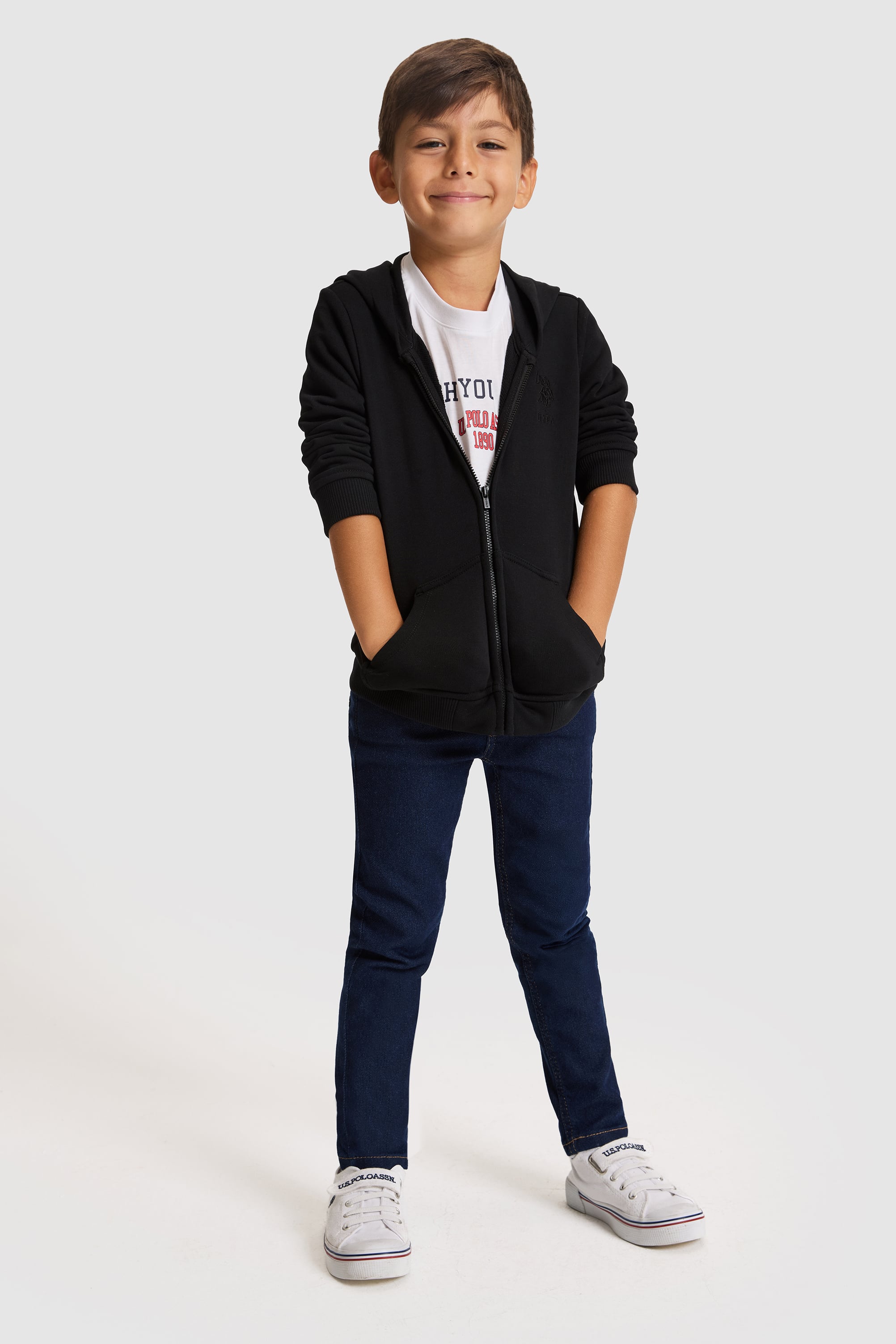 Erkek Çocuk Siyah Kapüşonlu Fermuarlı Sweatshirt - Image 4