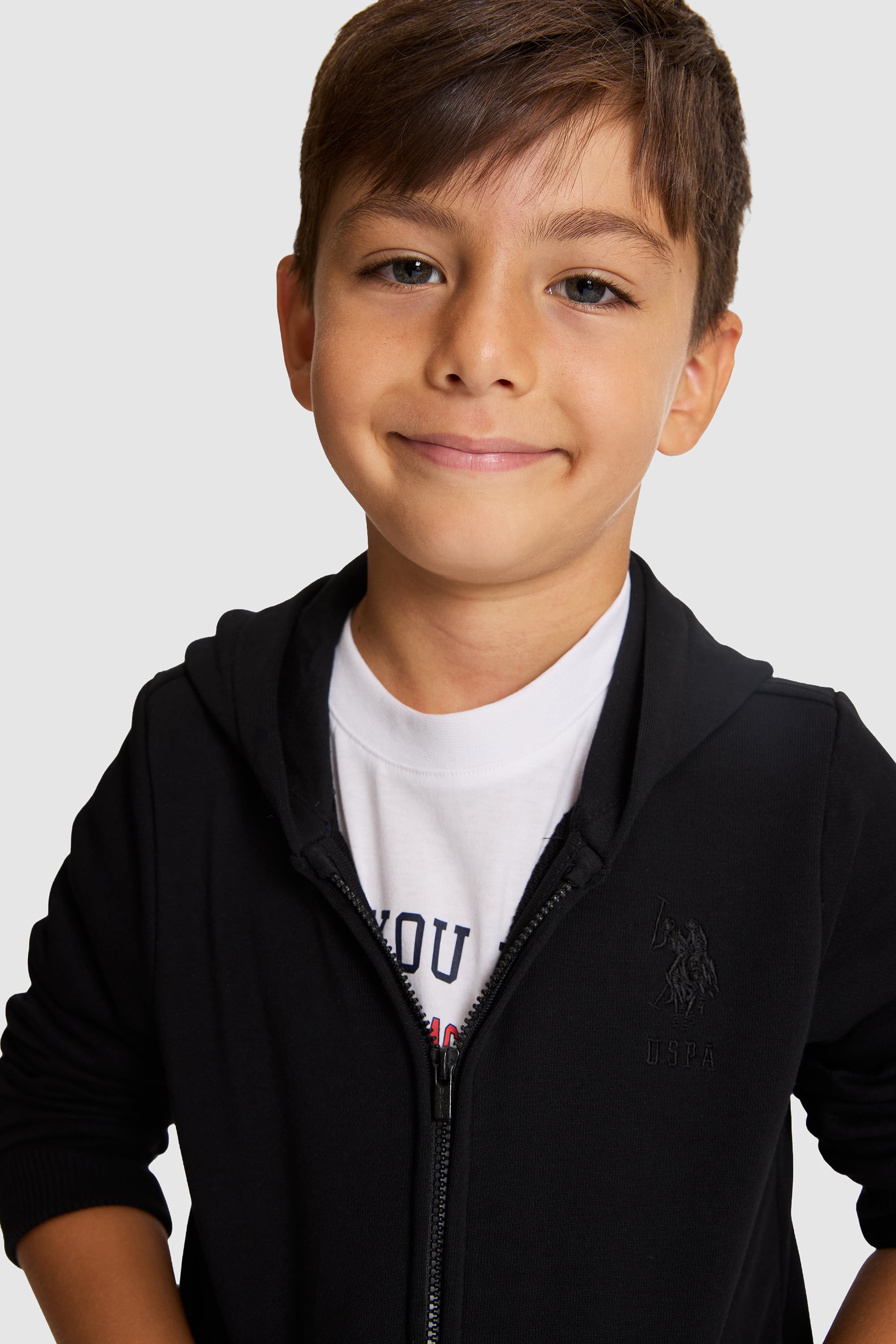 Erkek Çocuk Siyah Kapüşonlu Fermuarlı Sweatshirt