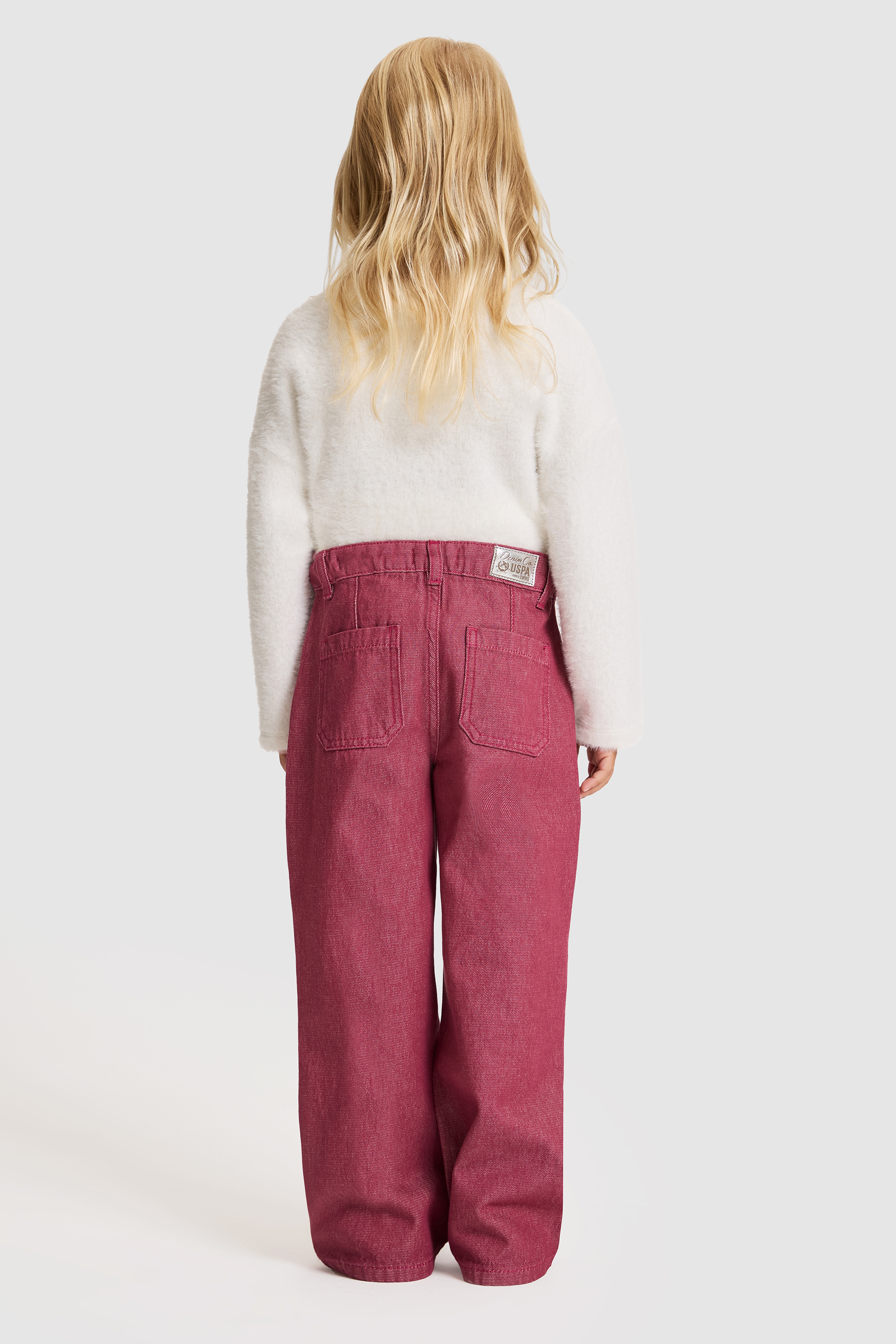 Kız Çocuk Pembe Loose Fit Jean Pantolon - Image 4