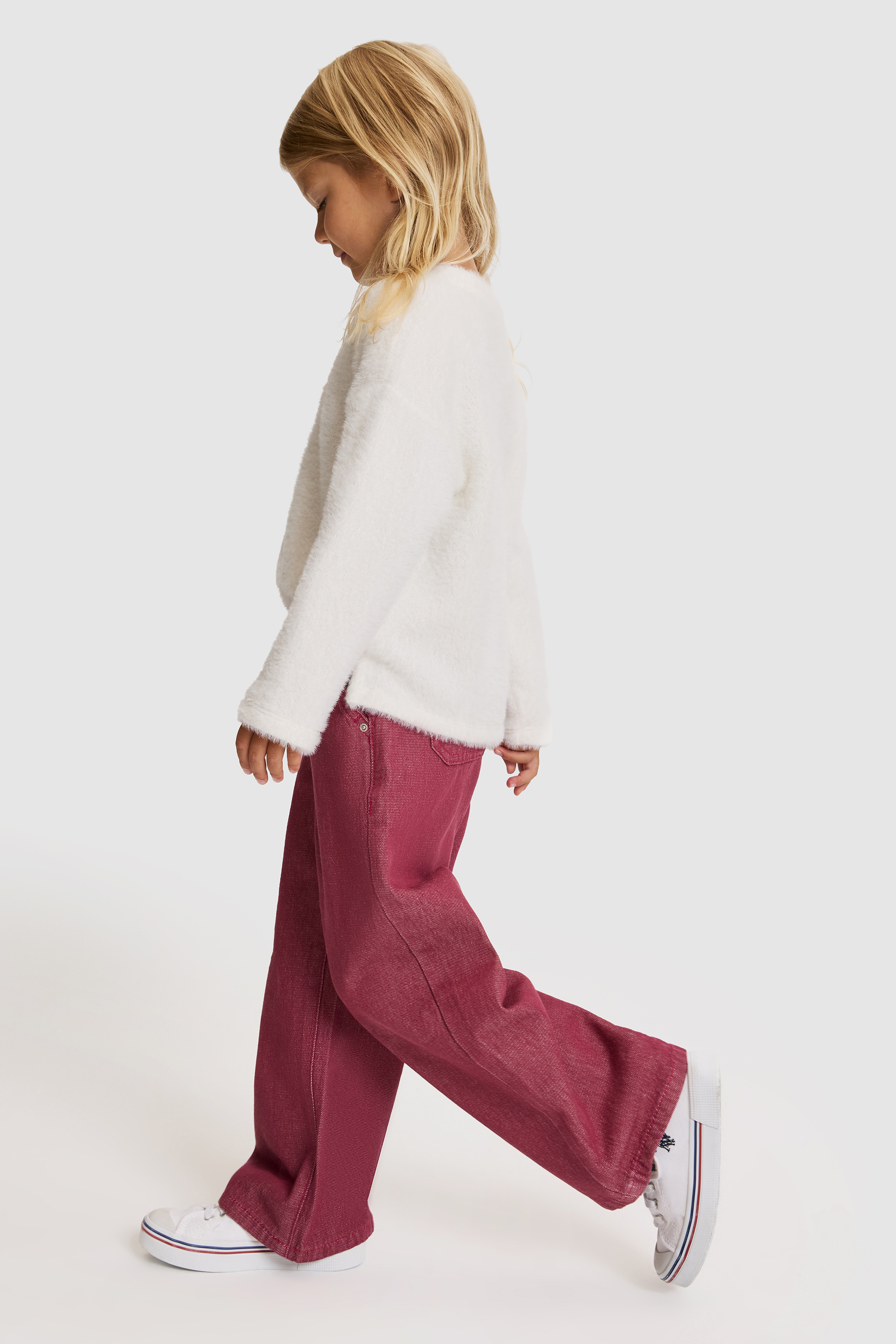 Kız Çocuk Pembe Loose Fit Jean Pantolon