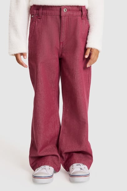 Kız Çocuk Pembe Loose Fit Jean Pantolon