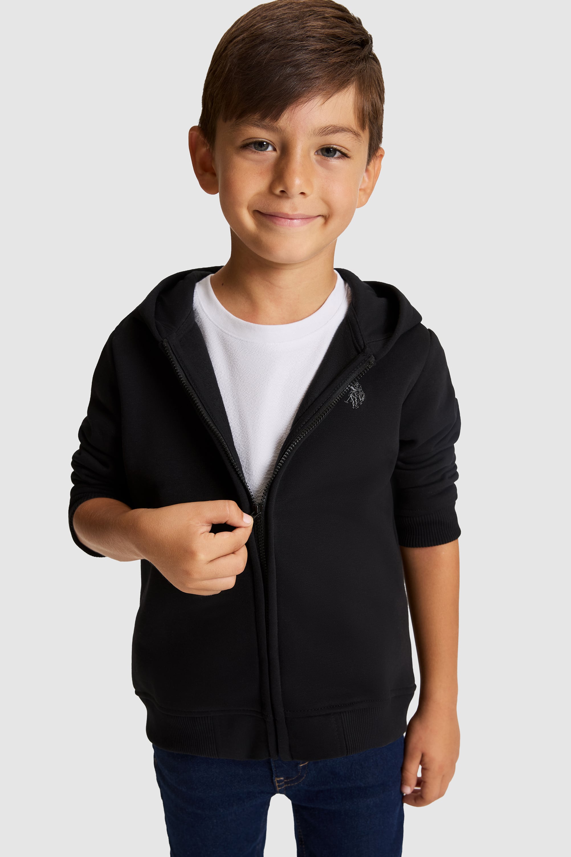 Erkek Çocuk Siyah Kapüşonlu Fermuarlı Sweatshirt - Image 1