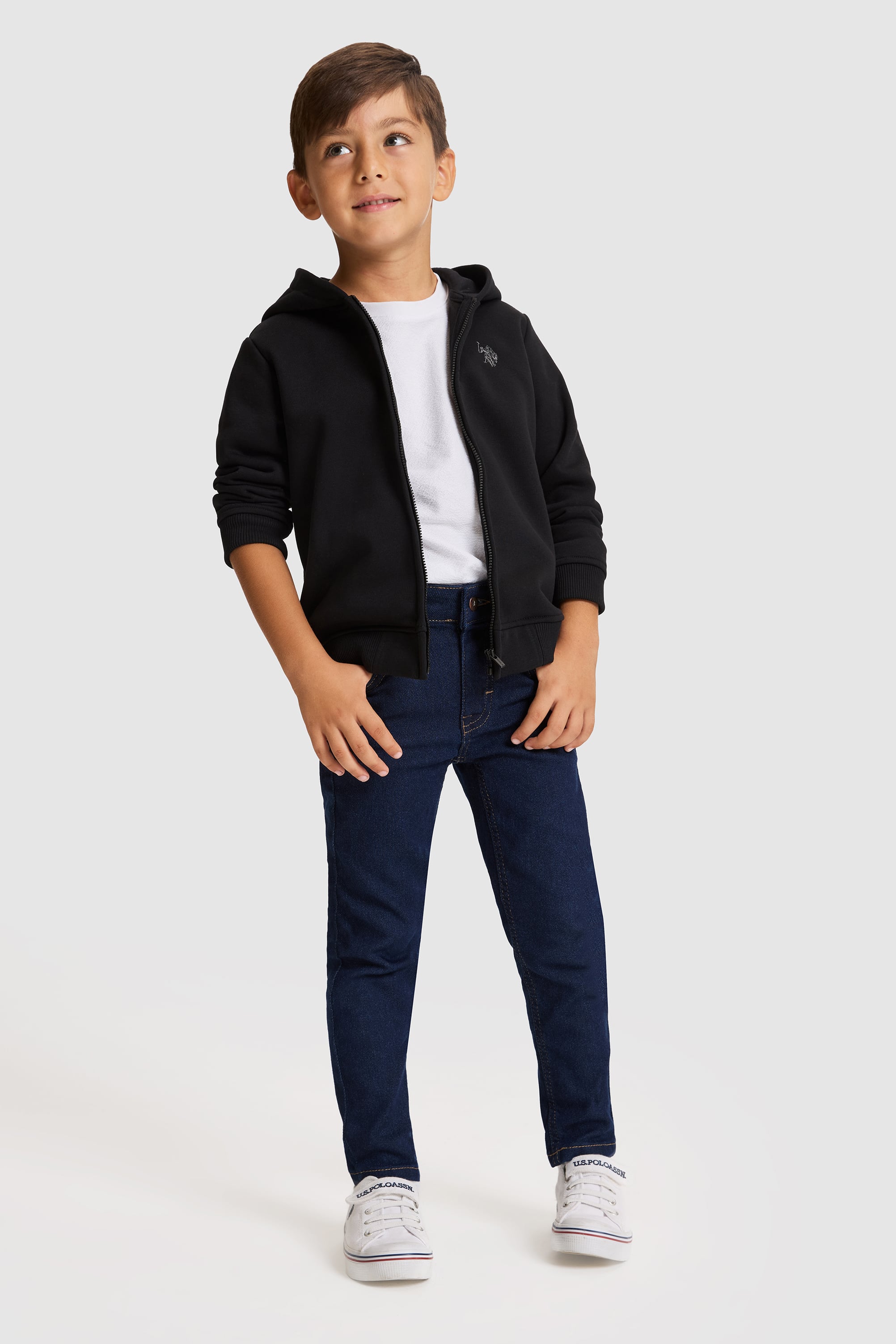 Erkek Çocuk Siyah Kapüşonlu Fermuarlı Sweatshirt - Image 4