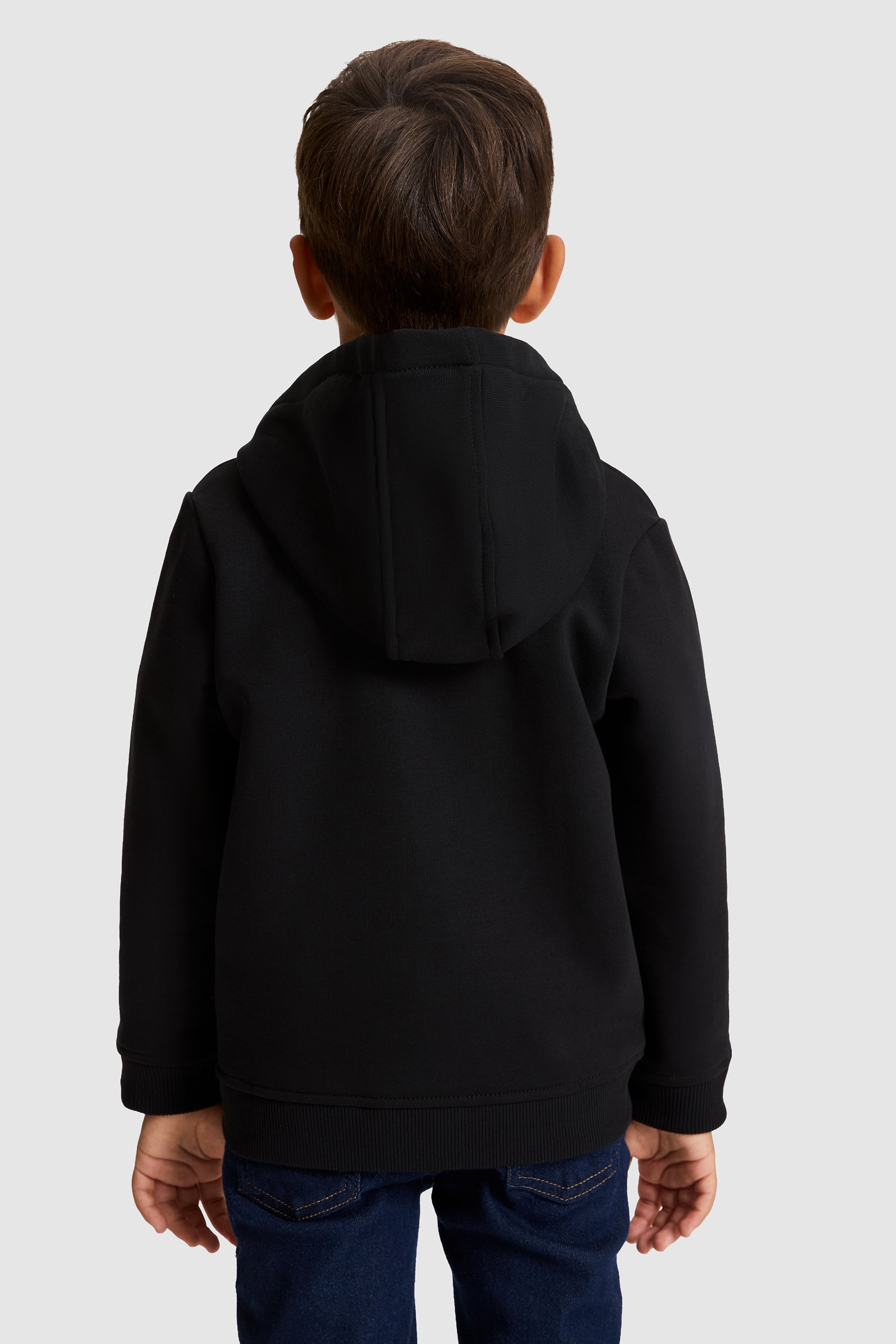 Erkek Çocuk Siyah Kapüşonlu Fermuarlı Sweatshirt - Image 5
