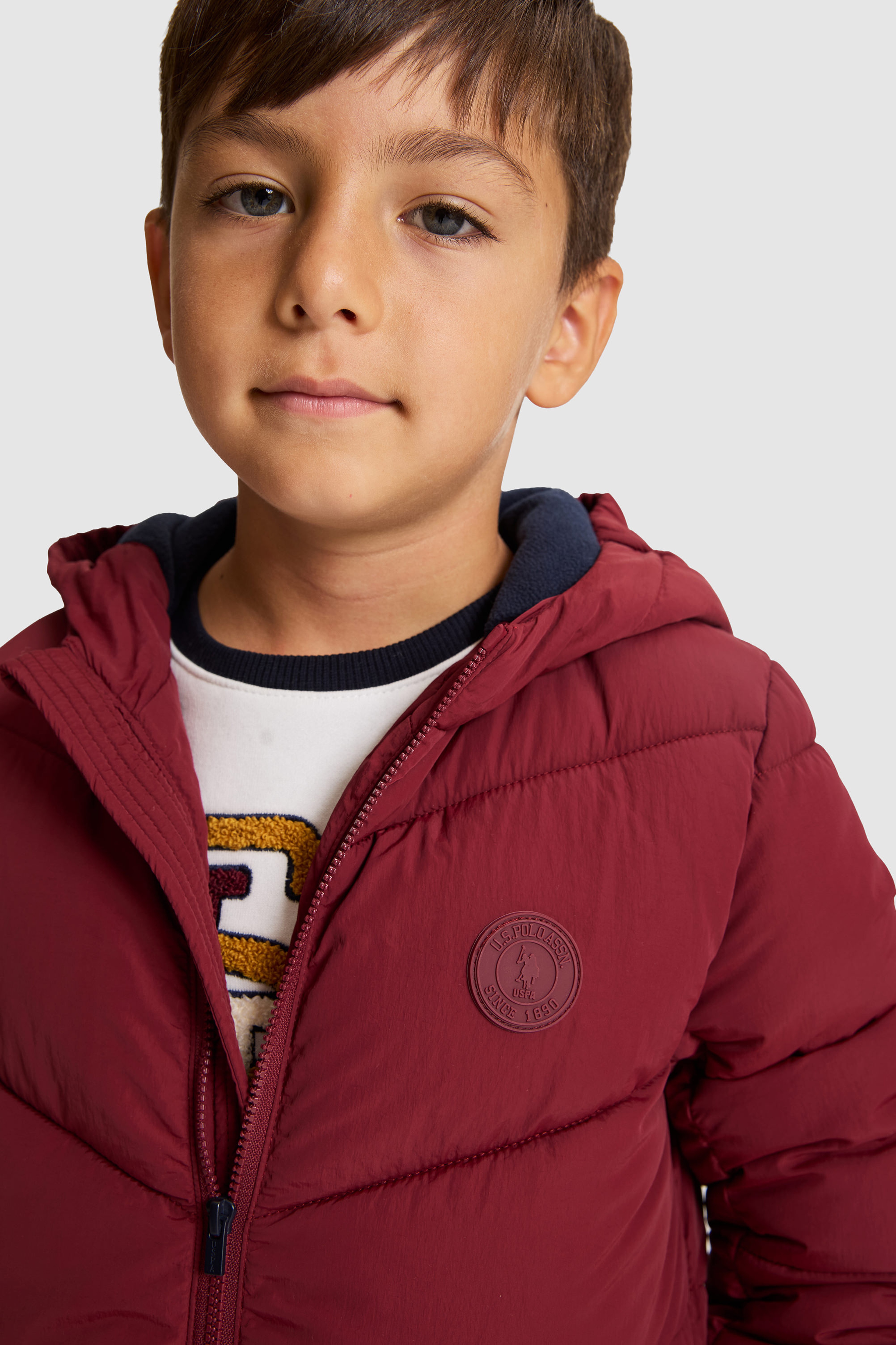 Erkek Çocuk Bordo Kapüşonlu Kapitone Kaban - Image 2