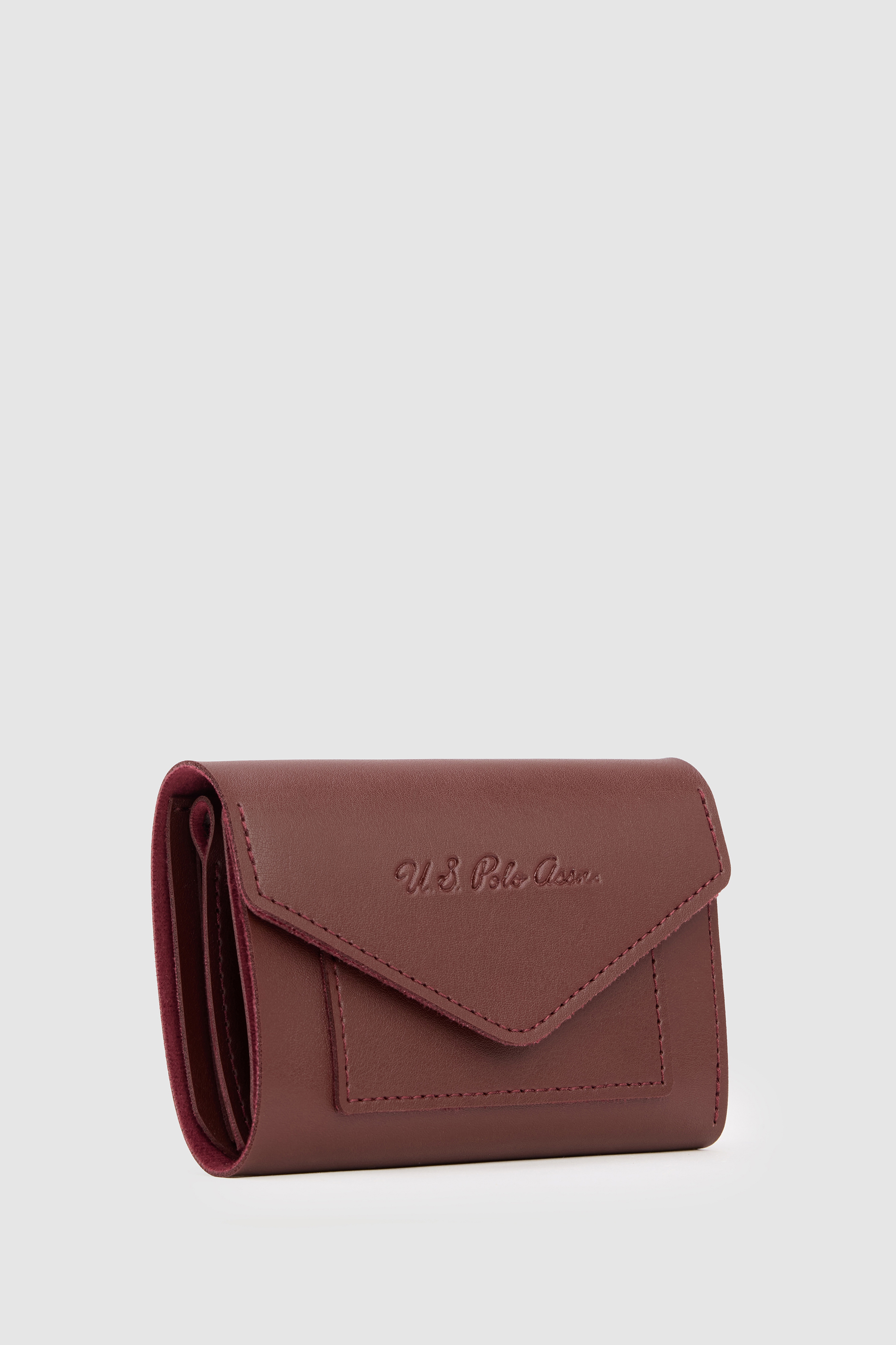 Kadın Bordo USPA Baskılı Kapaklı Cüzdan - Image 2