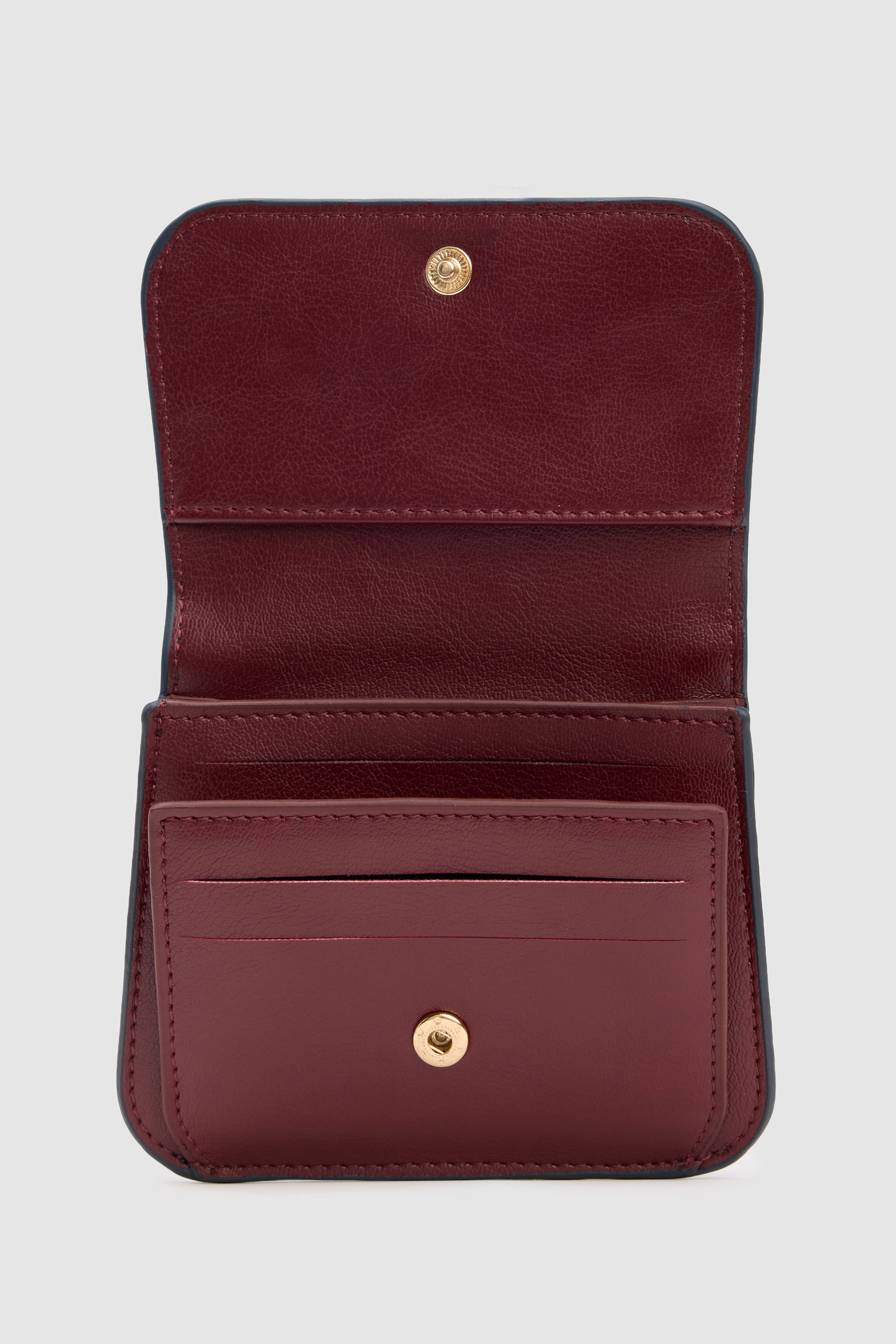 Kadın Lacivert Bordo Kontrast Kenarlı Metal USPA Logolu Kapaklı Cüzdan - Image 4
