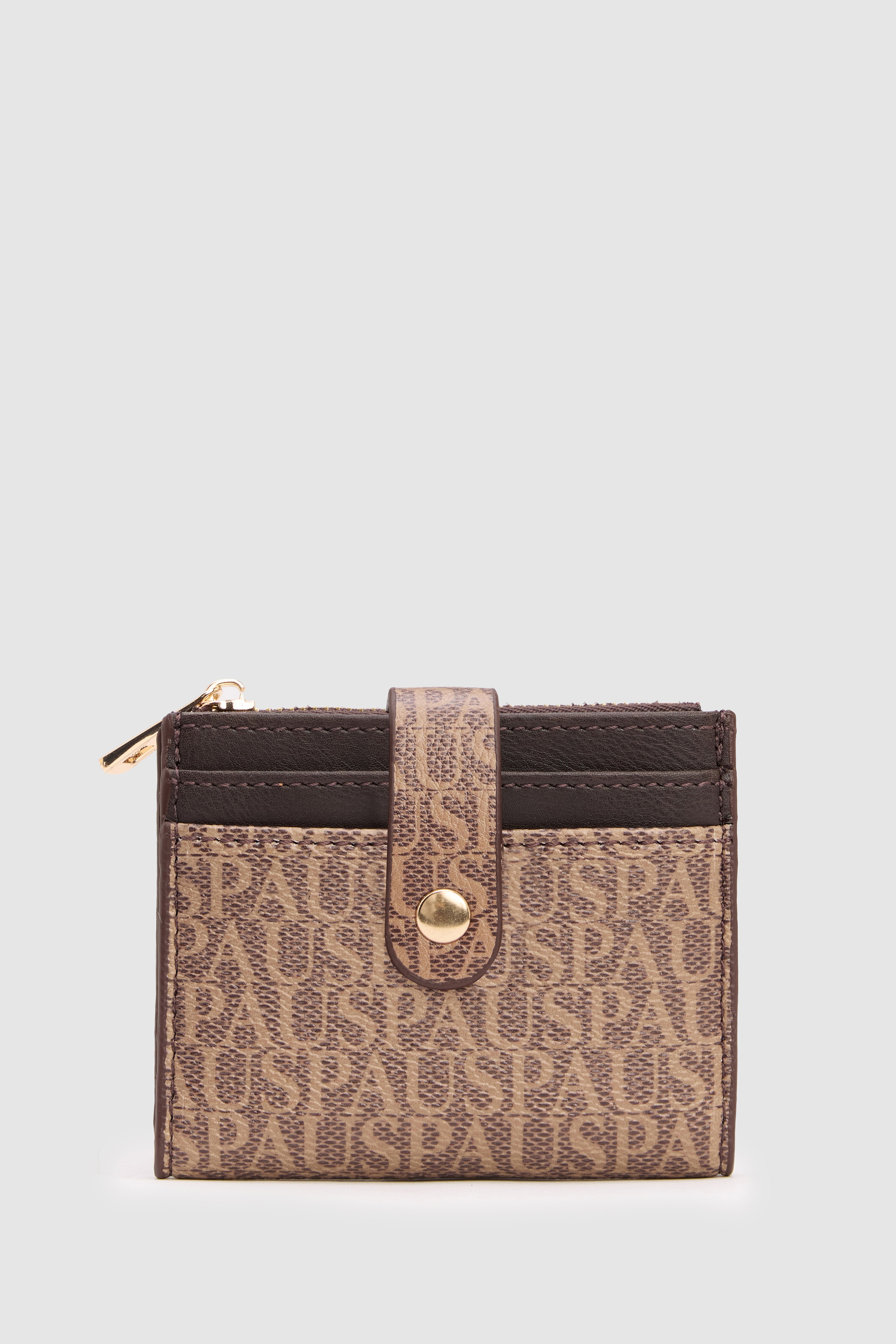 Kadın Taba Kahverengi Monogram Desenli Çıtçıt Kapamalı Kartlık - Image 1