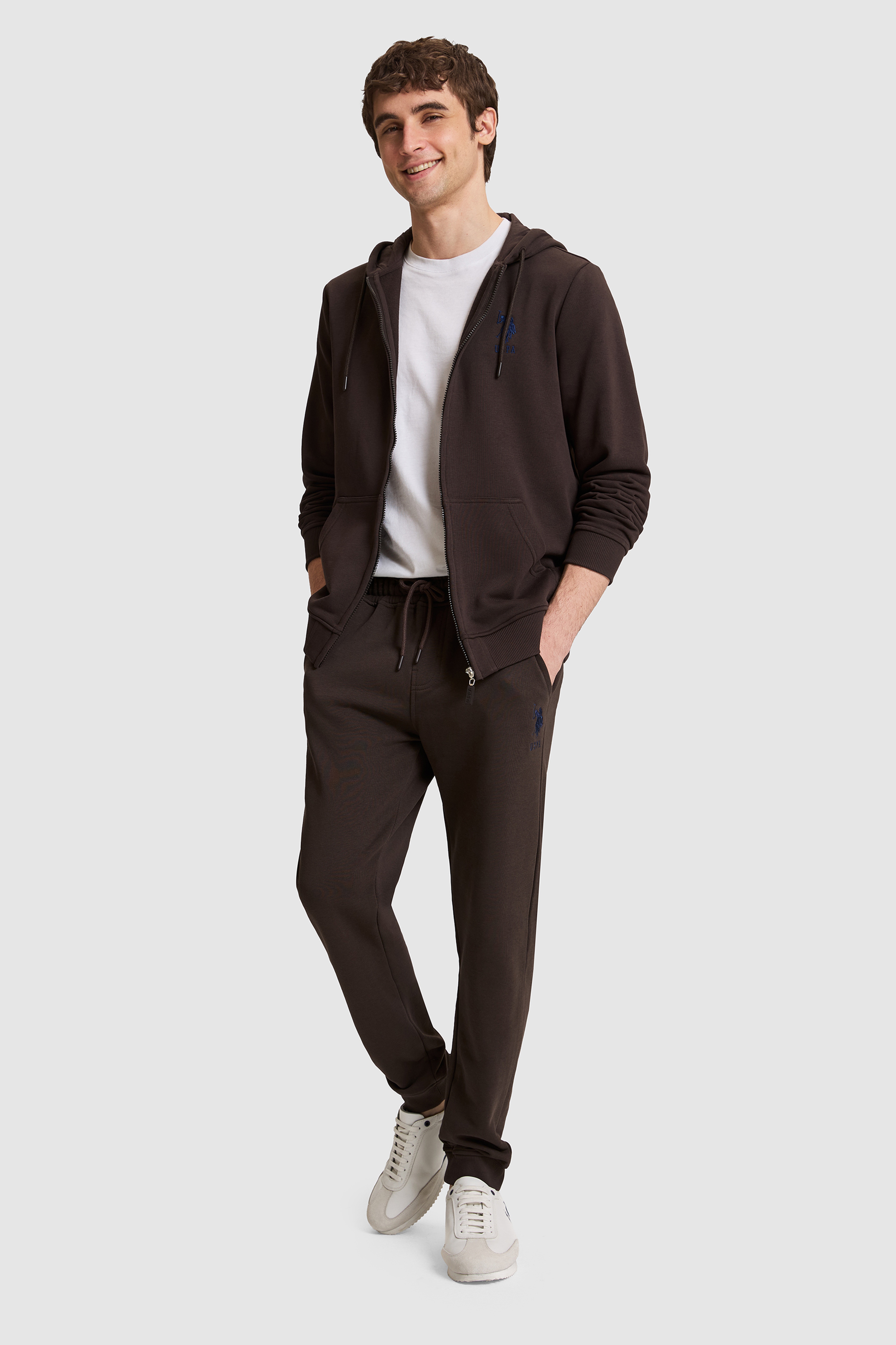 Erkek Koyu Kahverengi Slim Fit Paçası Lastikli Eşofman Altı