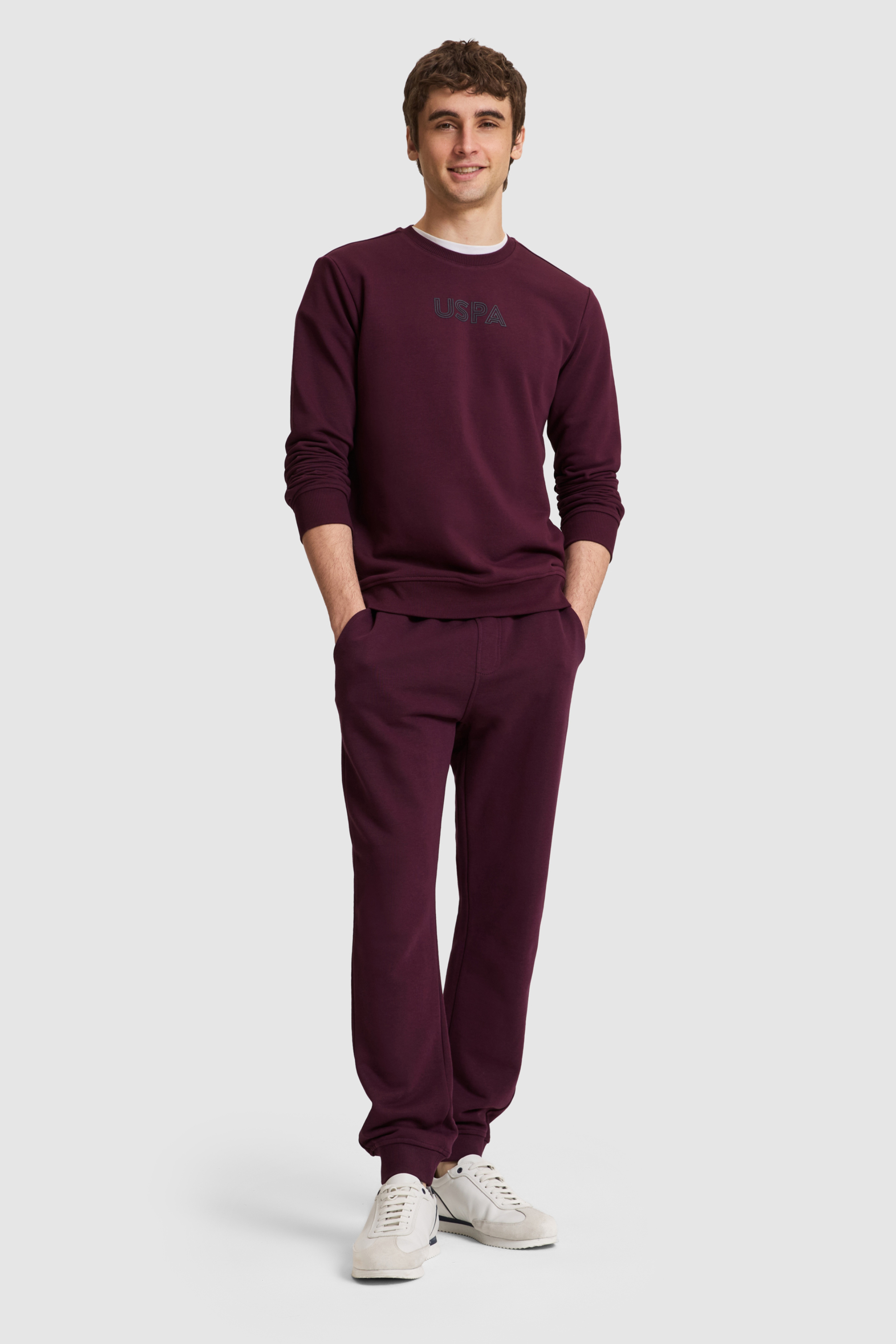 Erkek Bordo Slim Fit Paçası Lastikli Eşofman Altı