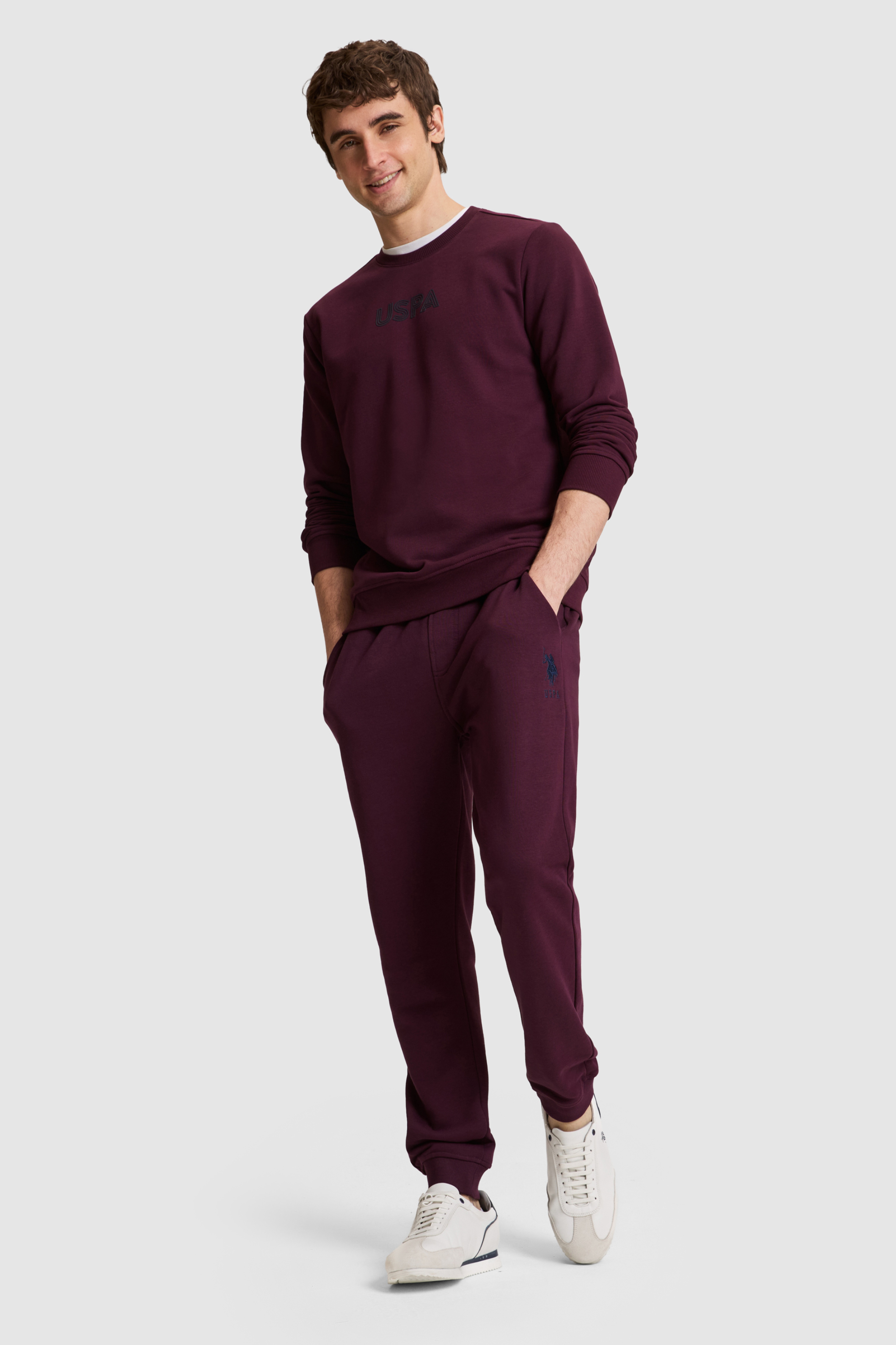 Erkek Bordo Slim Fit Paçası Lastikli Eşofman Altı