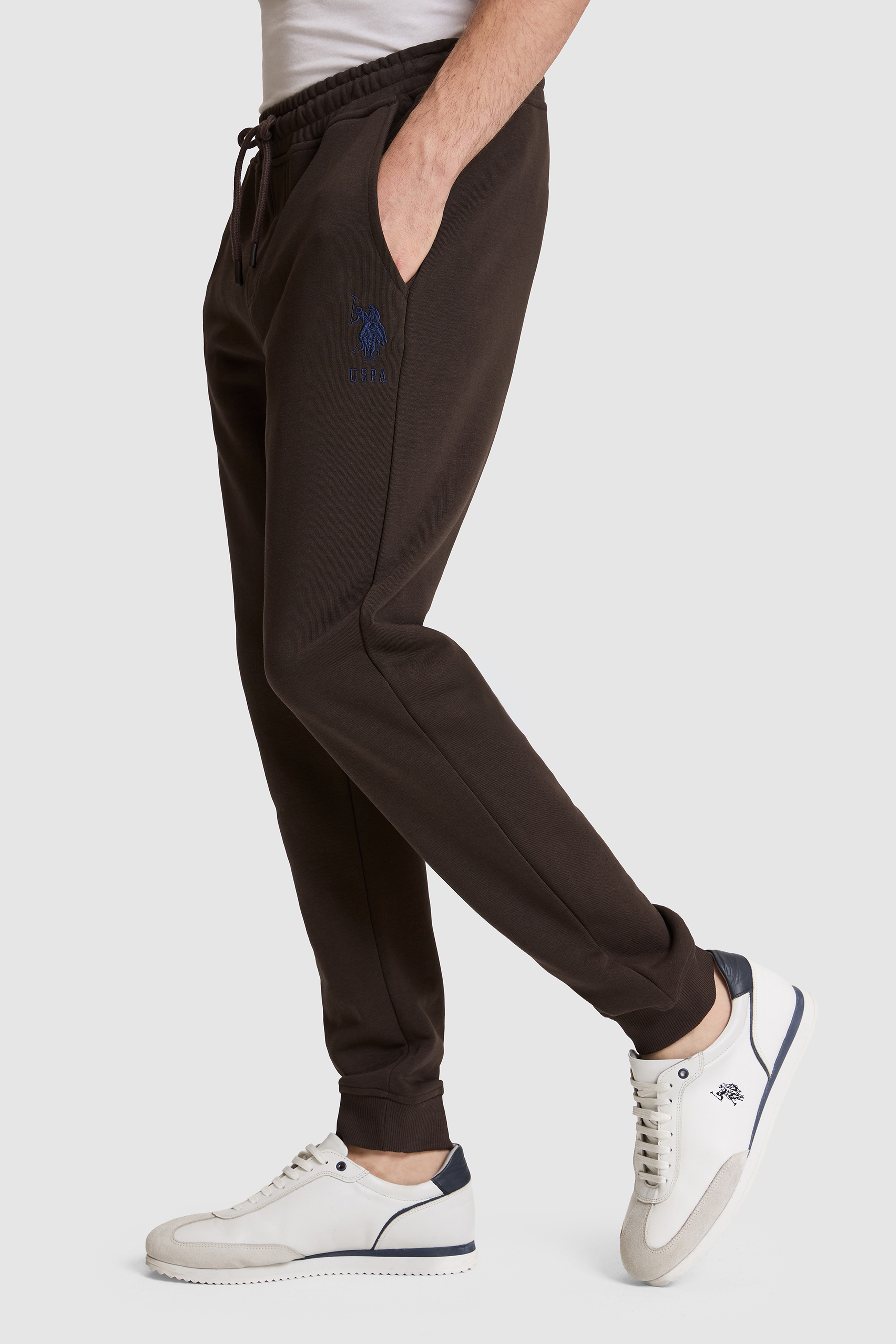 Erkek Koyu Kahverengi Slim Fit Paçası Lastikli Eşofman Altı