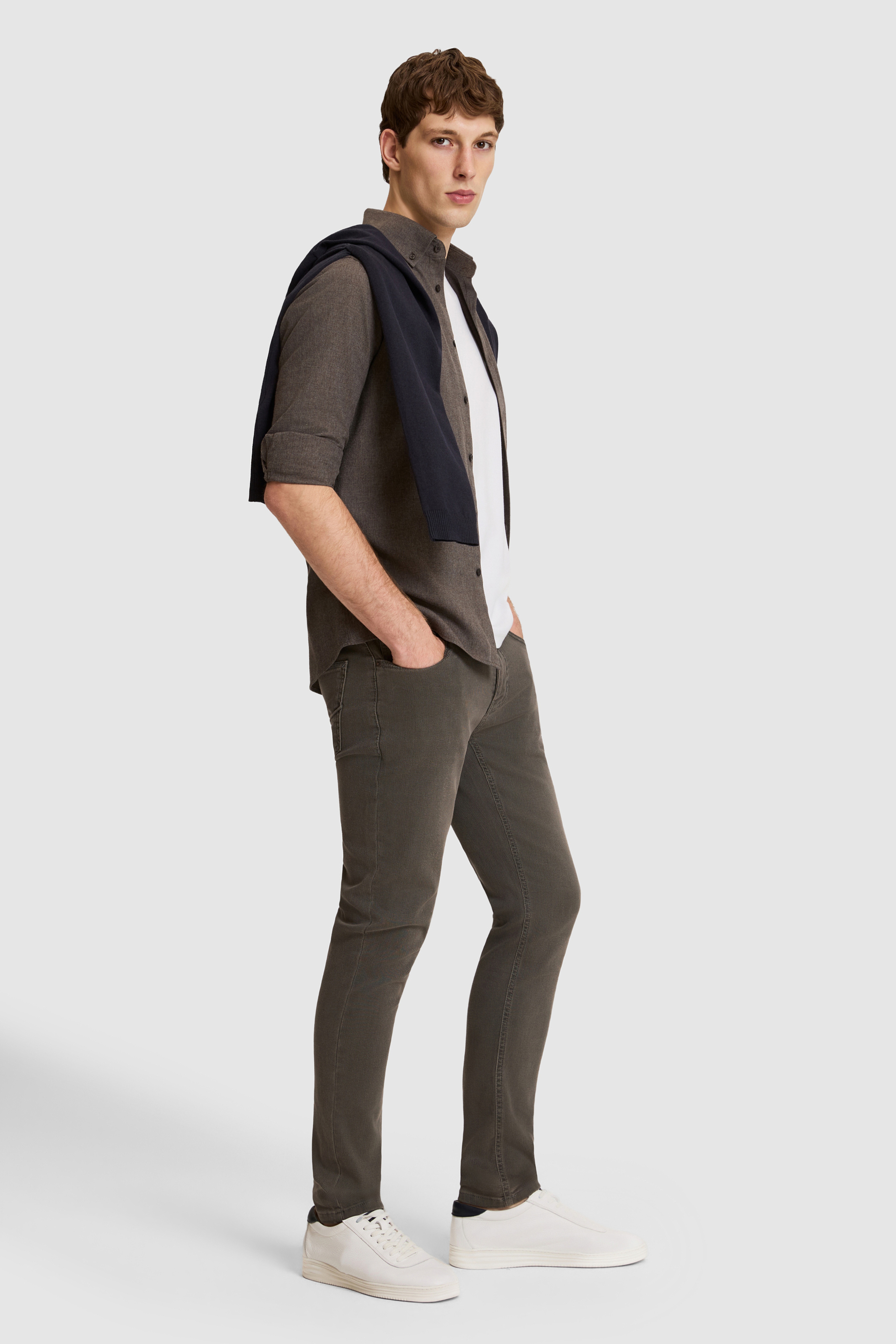 Erkek Haki Slim Fit Jean Pantolon - Image 3