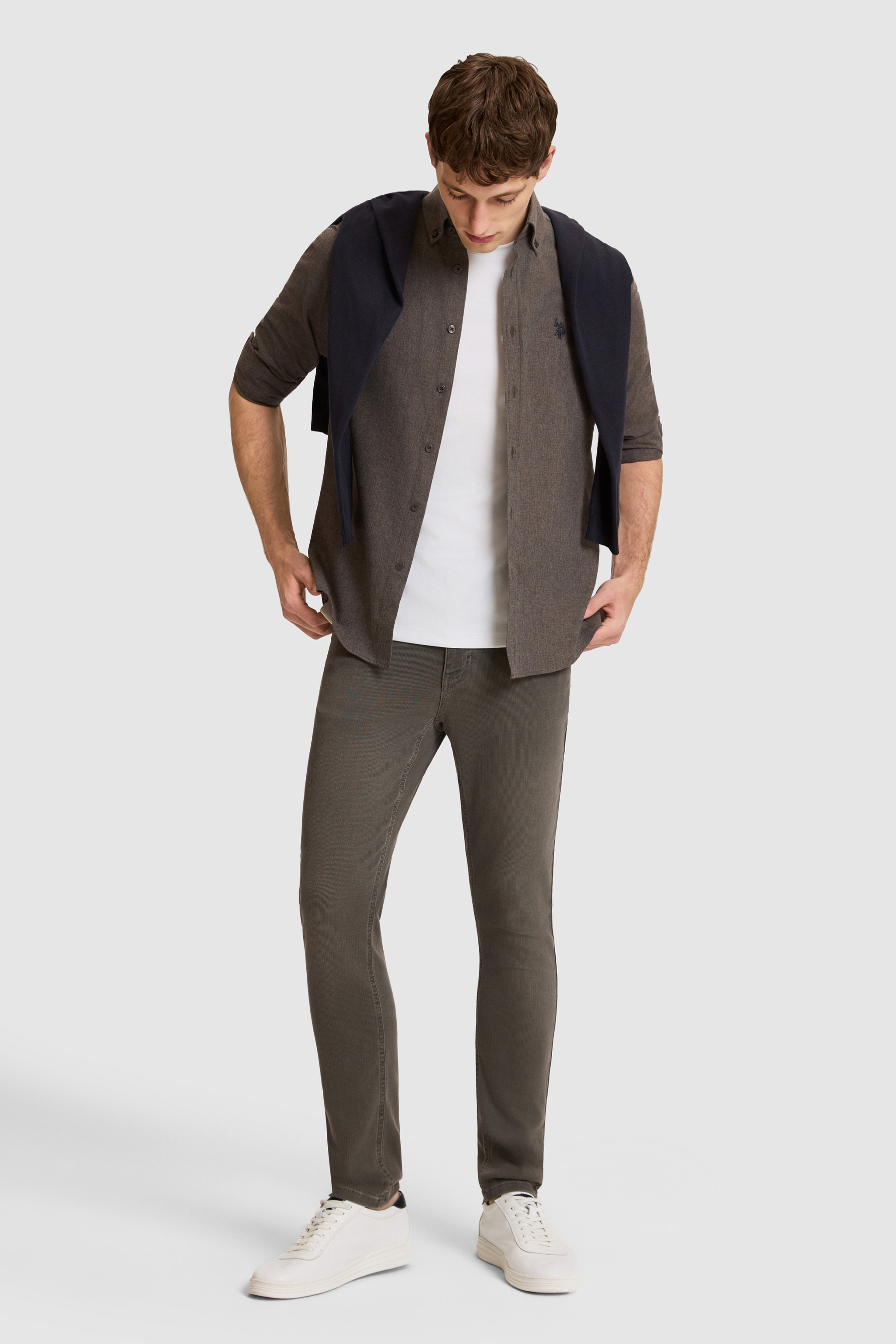 Erkek Haki Slim Fit Jean Pantolon - Image 1