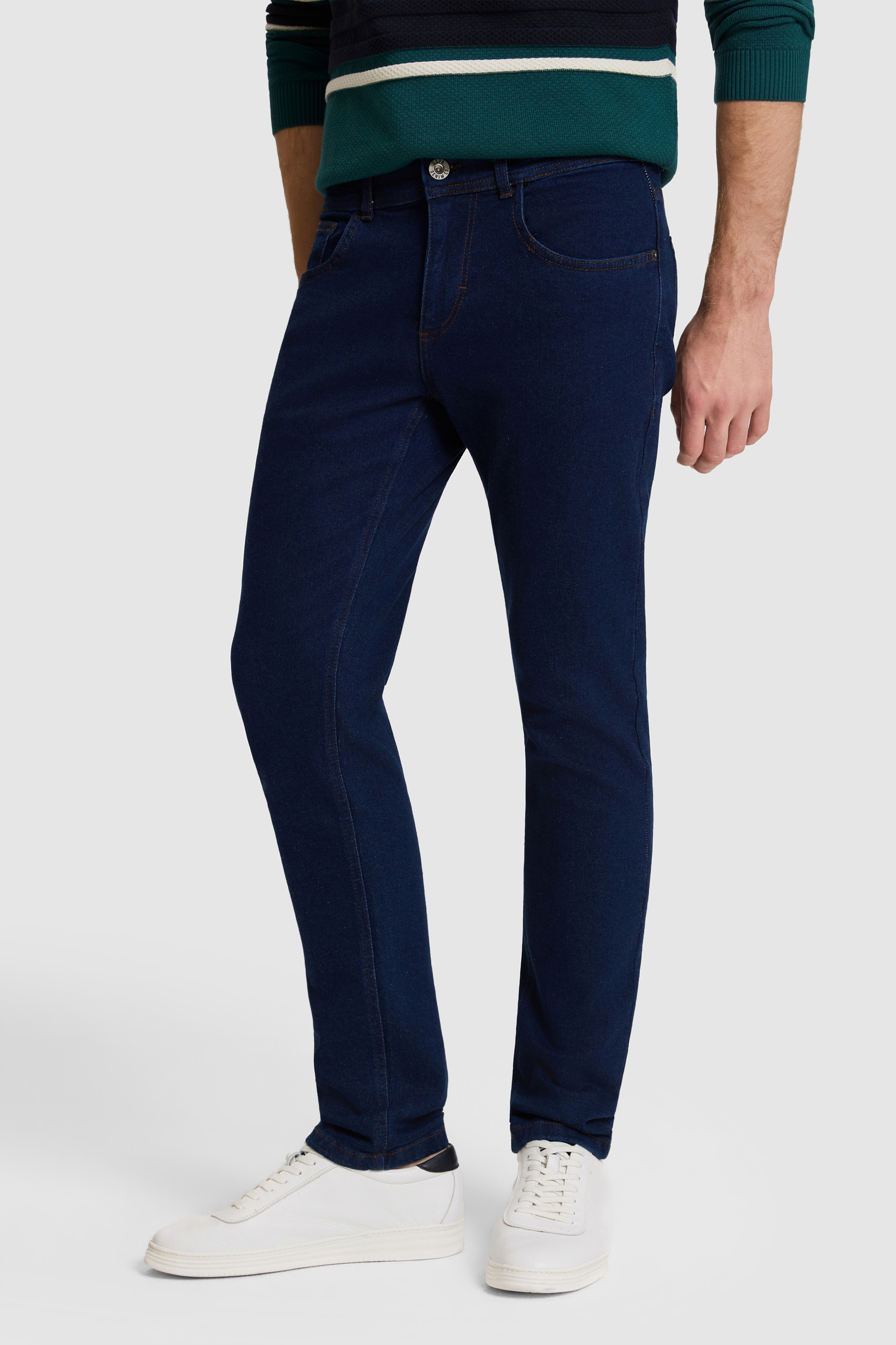 Erkek Koyu Mavi Slim Fit Jean Pantolon - Image 4