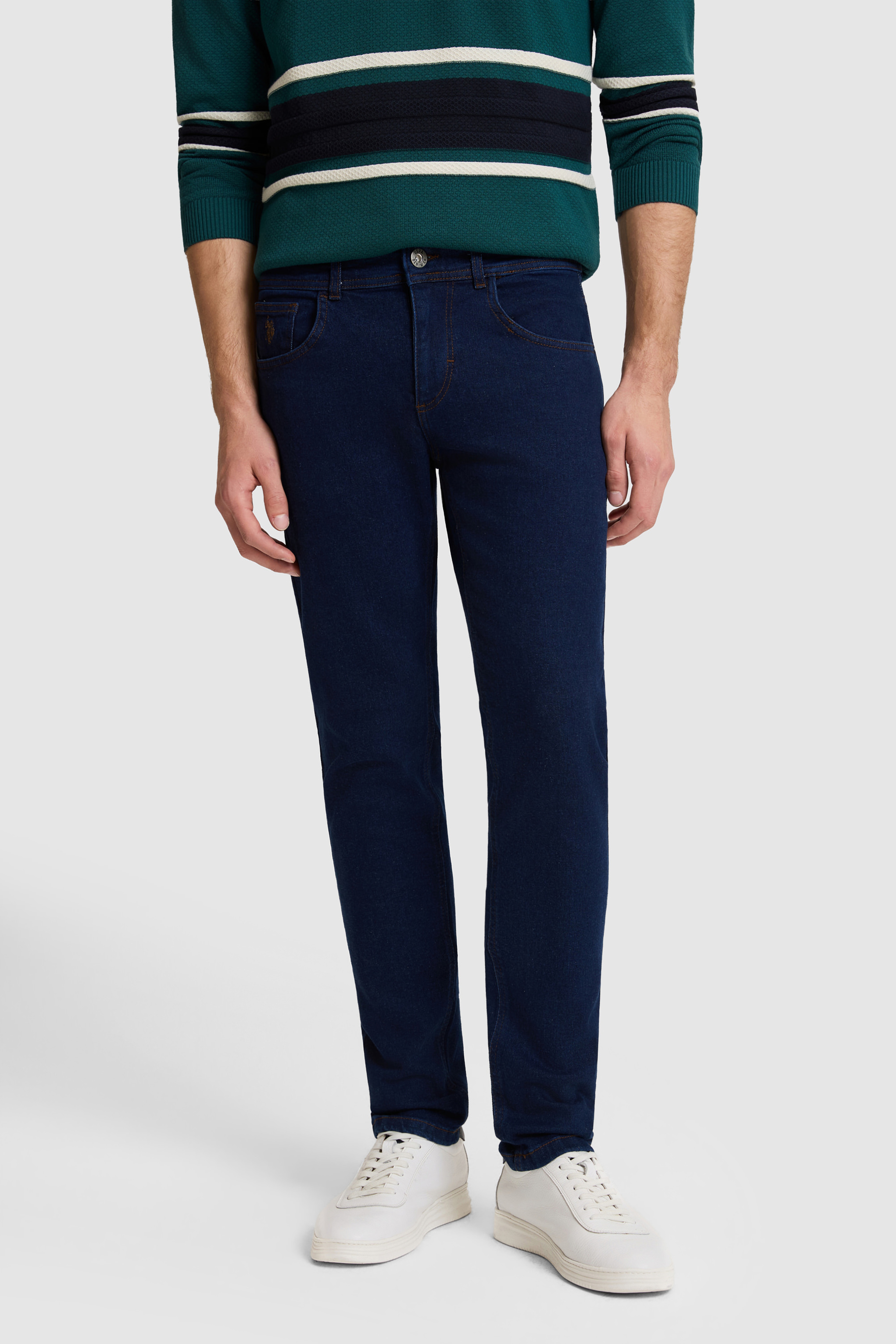 Erkek Koyu Mavi Slim Fit Jean Pantolon