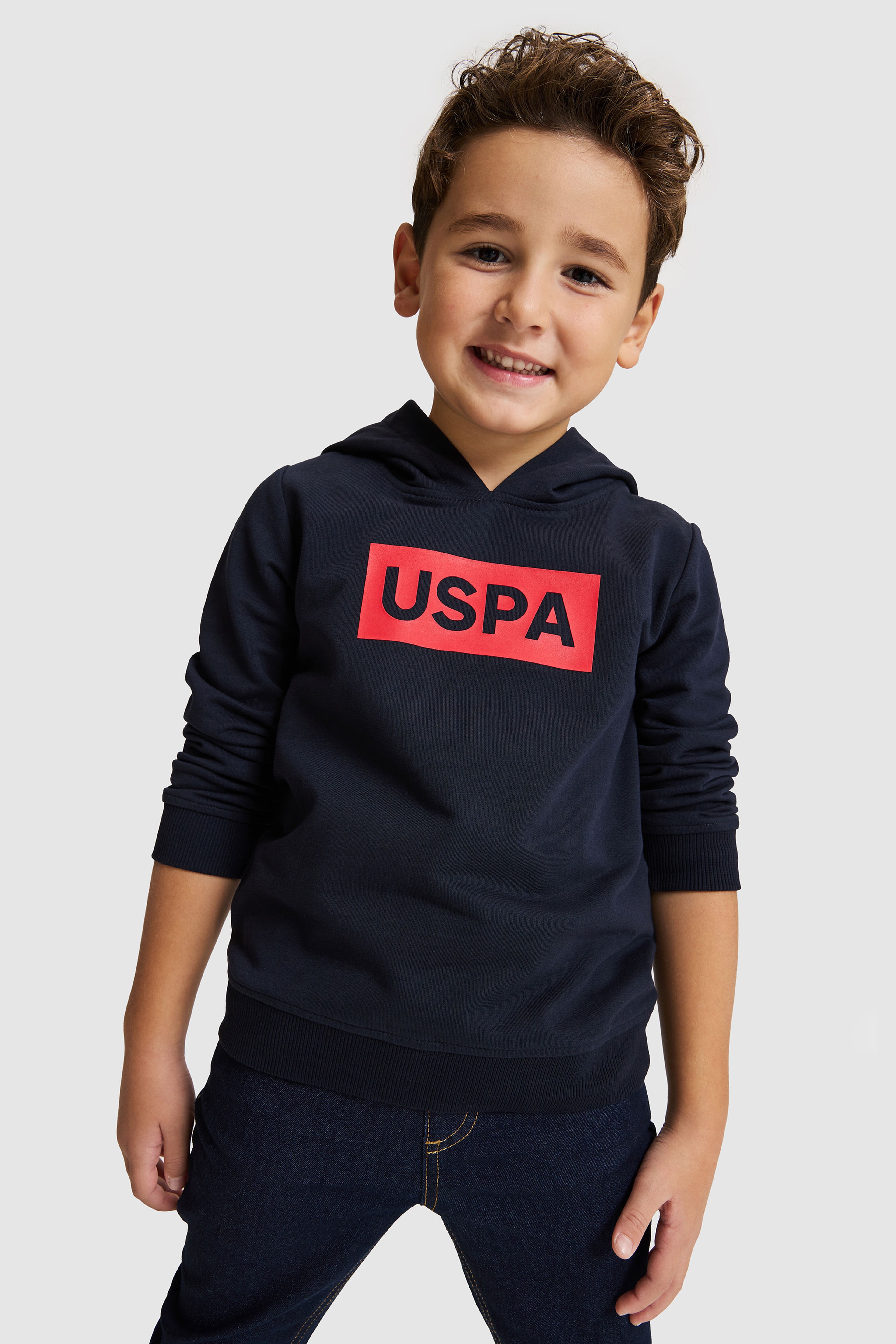 Erkek Çocuk Lacivert Kapüşonlu Yaka Regular Fit Logolu Düz %100 Pamuk Sweatshirt - Image 3