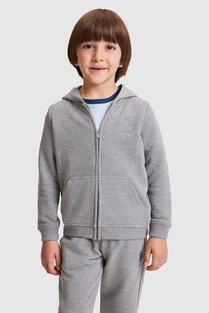 Erkek Çocuk Gri Melanj Basic Sweatshirt