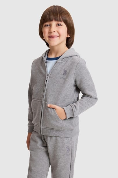 Erkek Çocuk Gri Melanj Basic Sweatshirt
