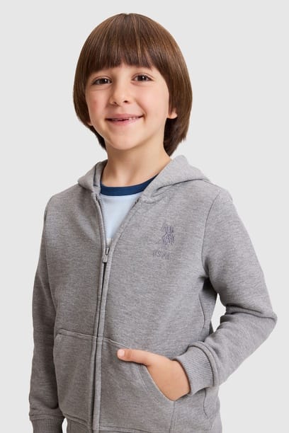 Erkek Çocuk Gri Melanj Basic Sweatshirt
